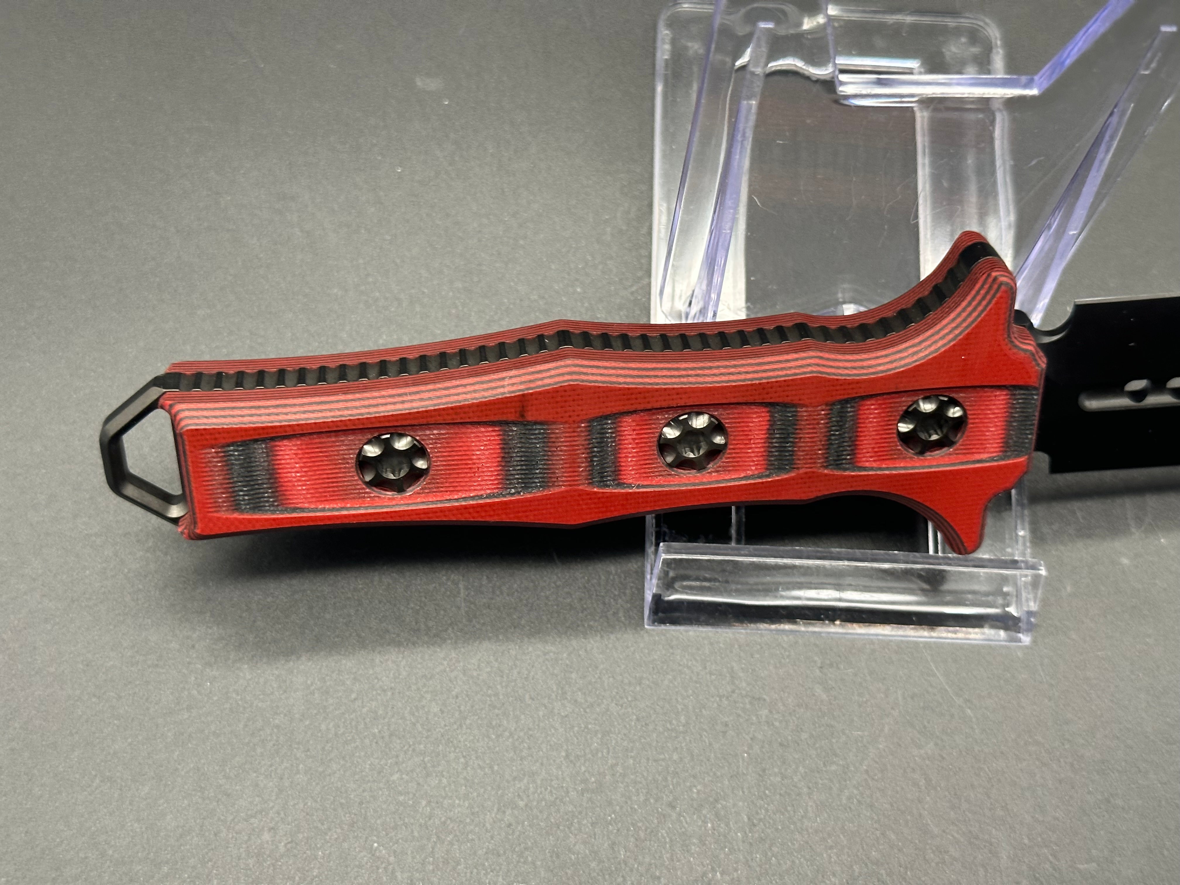 Heretic Knives Nephilim Folding Knife - Red/Black G10 Handle, D2 Steel Blade - EDC, Camping, Hunting, Outdoor Survival Gear