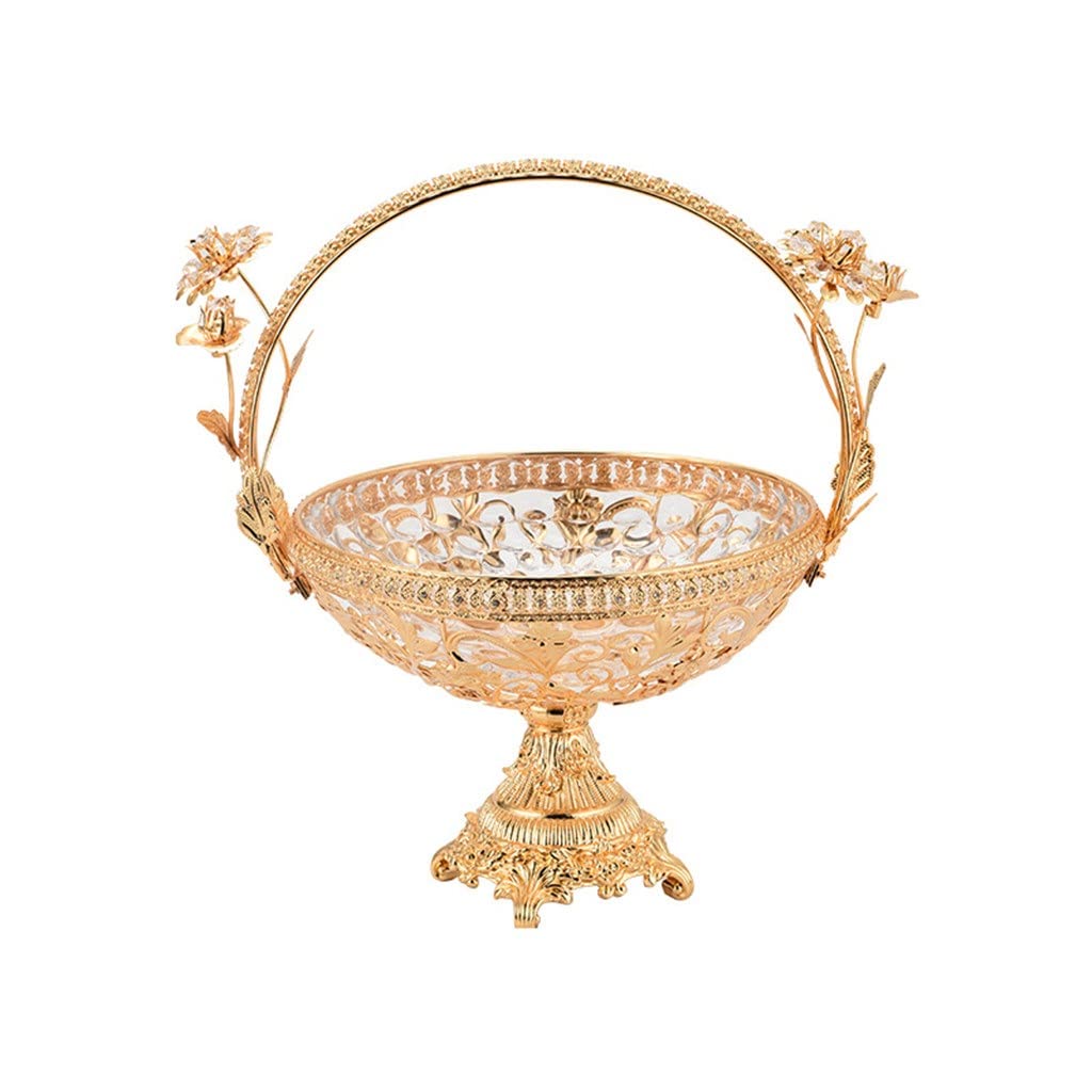 Elegant Wrought Iron Crystal Fruit Plate - Gold One Size - Perfect for Home Banquet, Living Room Decor, Candy & Dessert Serving - Ideal for Parties, Tea Time & Gift Giving