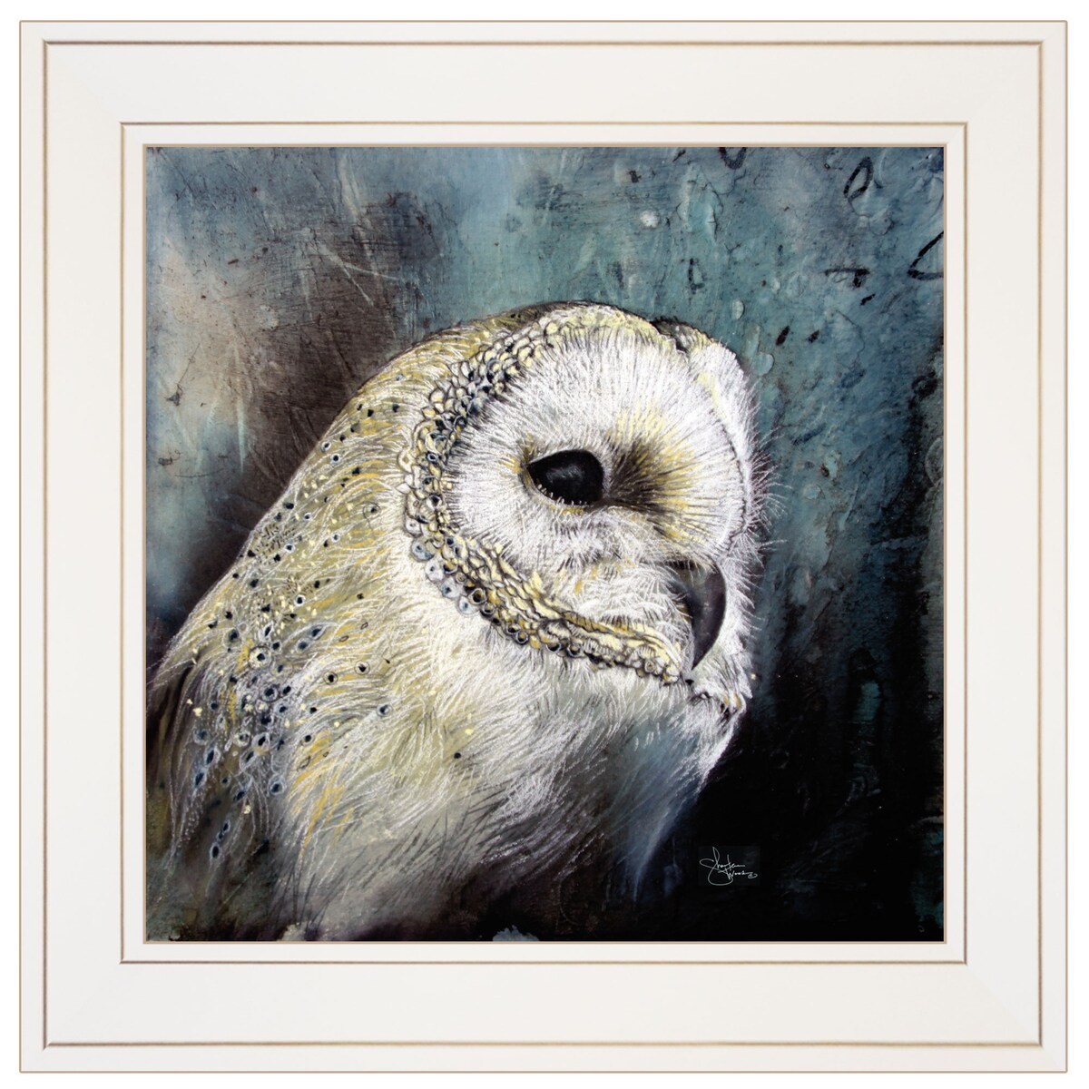 Barn Owl Art Print by Sharlena Wood - Ready to Hang Framed Wall Decor with White Frame - Perfect for Living Room, Bedroom or Office Decor
