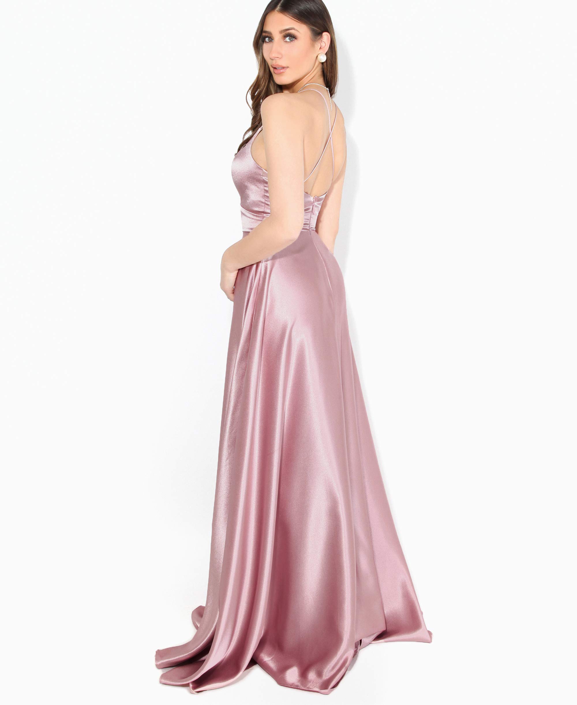 Elegant Strappy Maxi Dress for Women - Satin Evening Gown for Wedding, Cocktail Party & Special Occasions | Plus Size Formal Dress for Night Out & Summer Events
