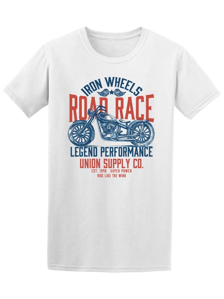Smartprints Iron Wheels Road Race Motorcycle T-Shirt for Men - Comfortable Cotton Tee for Bikers, Riders & Motorcycle Enthusiasts - Perfect for Riding, Racing & Casual Wear
