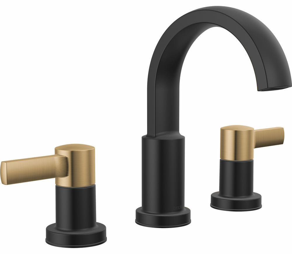 Albion Widespread Bathroom Faucet - Matte Black & Champagne Bronze Finish - Delta 35855LF GZ - Perfect for Modern Bathroom Vanities and Sinks