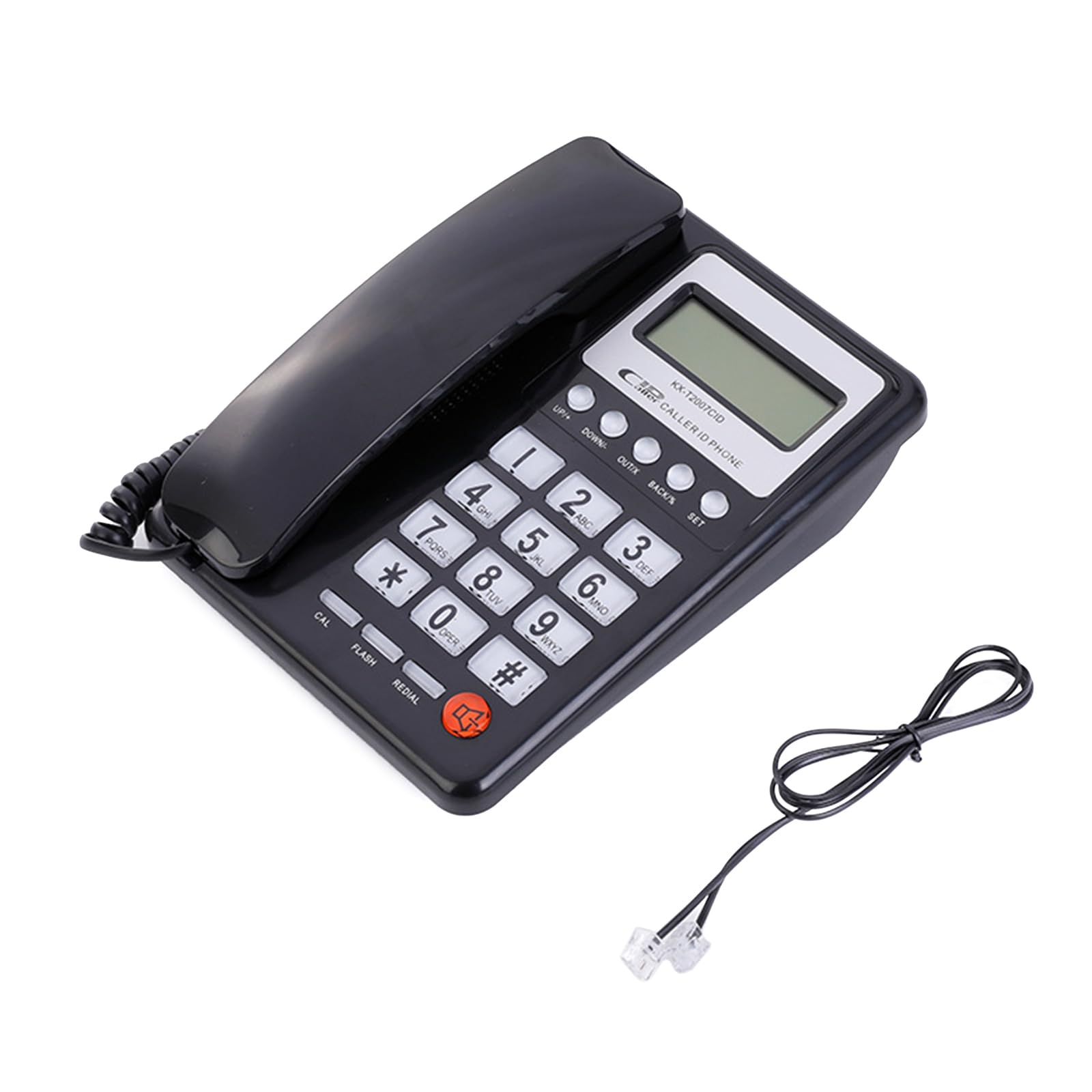 **Black Corded Landline Phone with Caller ID, LCD Display & Call Storage - DTMF/FSK Compatible for Home & Office Use - Reliable Communication for Business Calls, Remote Work & Emergency Use**