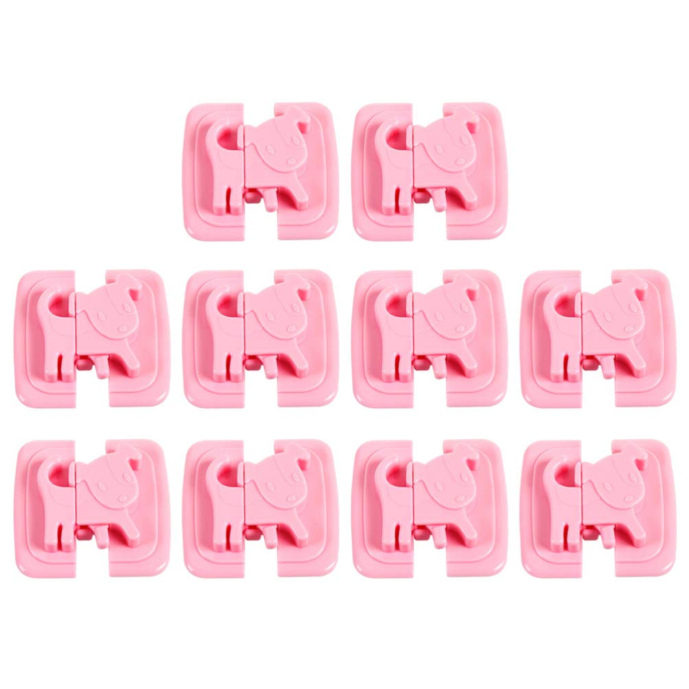OSALADI 10-Pack Baby Safety Cabinet Locks - Child Proof Latches for Drawers, Cupboards, Dressers, Doors, Closets, Ovens & Refrigerators - Pink - Secure Your Home for Toddlers & Crawling Babies