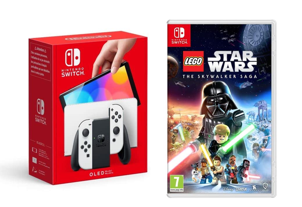 Nintendo Switch OLED Model - White Console with LEGO Star Wars: The Skywalker Saga Classic Character Edition (Amazon Exclusive) | Portable Gaming System for Home & Travel Entertainment