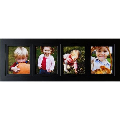 Handmade Distressed Black Barnwood Picture Frame - Multi-Opening Collage Photo Frame (4 Openings, 8x10 Inch) for Wall Decor, Family Photos & Wedding Memories | Rustic Home Decor Made in USA