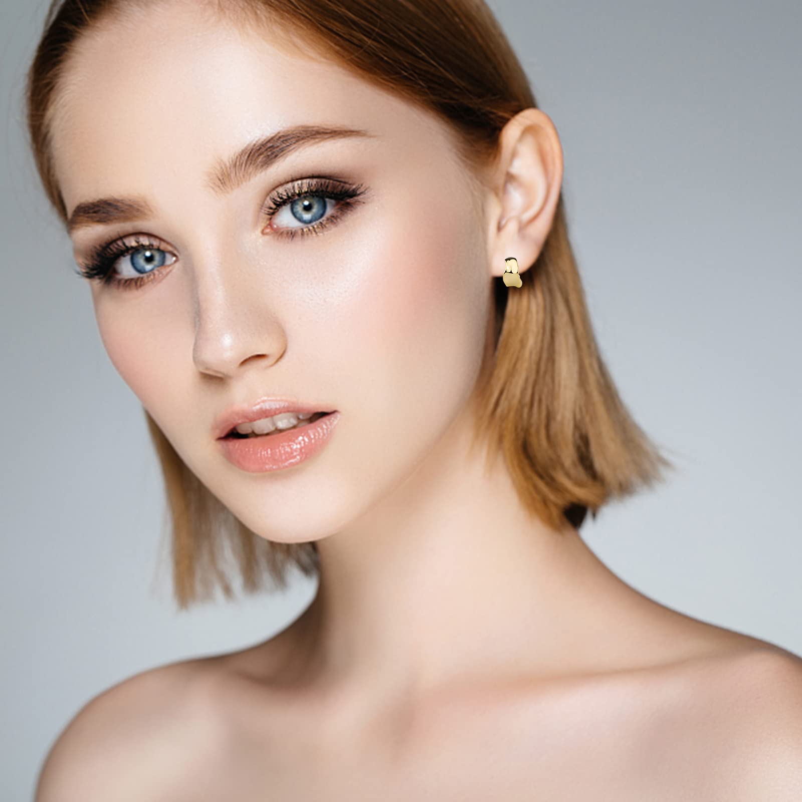 14K Gold Plated Chunky Hoop Earrings for Women - Trendy Geometric Drop Dangle Earrings with Knot Stud | Hypoallergenic Fashion Jewelry | Perfect Gift for Birthday, Anniversary & Party Wear (Gold)