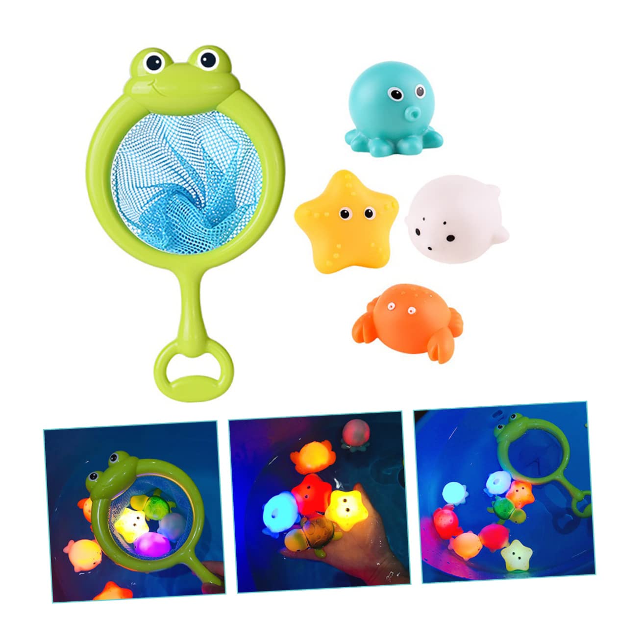 HEMOTON 4-Piece Fishing Net Toy Set for Kids - Bath Tub, Swimming Pool & Shower Water Play - Durable Mesh Nets for Catching Fish, Bath Toys & Pool Games | Perfect for Outdoor Beach, Backyard Pool & Indoor Bathtime Fun