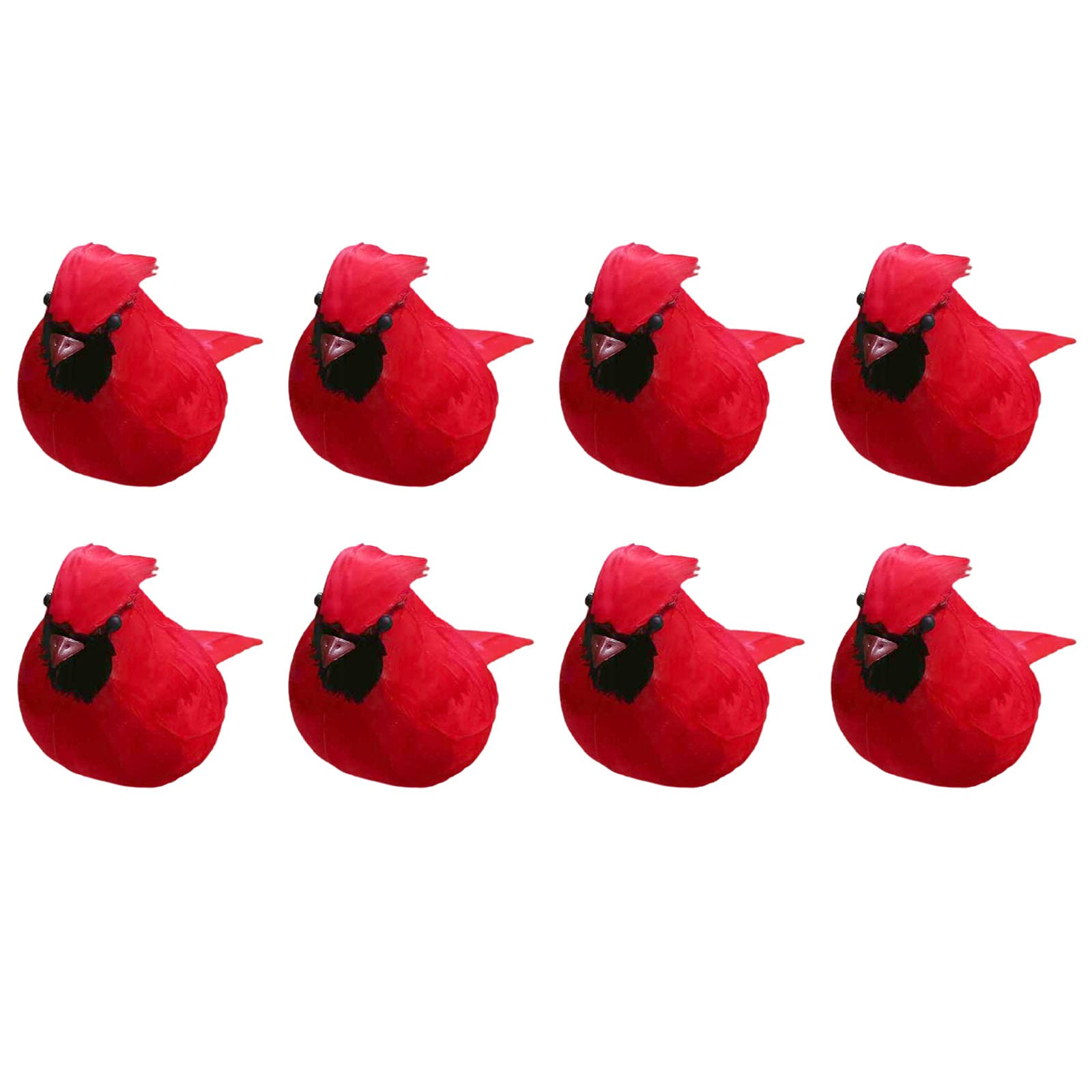 5.1 Inch Red Artificial Foam Birds with Clip - 8 Pack Realistic Fake Chubby Birds for Christmas Decor, Garden, Home, Wedding Ornaments - Perfect for DIY Crafts, Party Favors, and Seasonal Displays