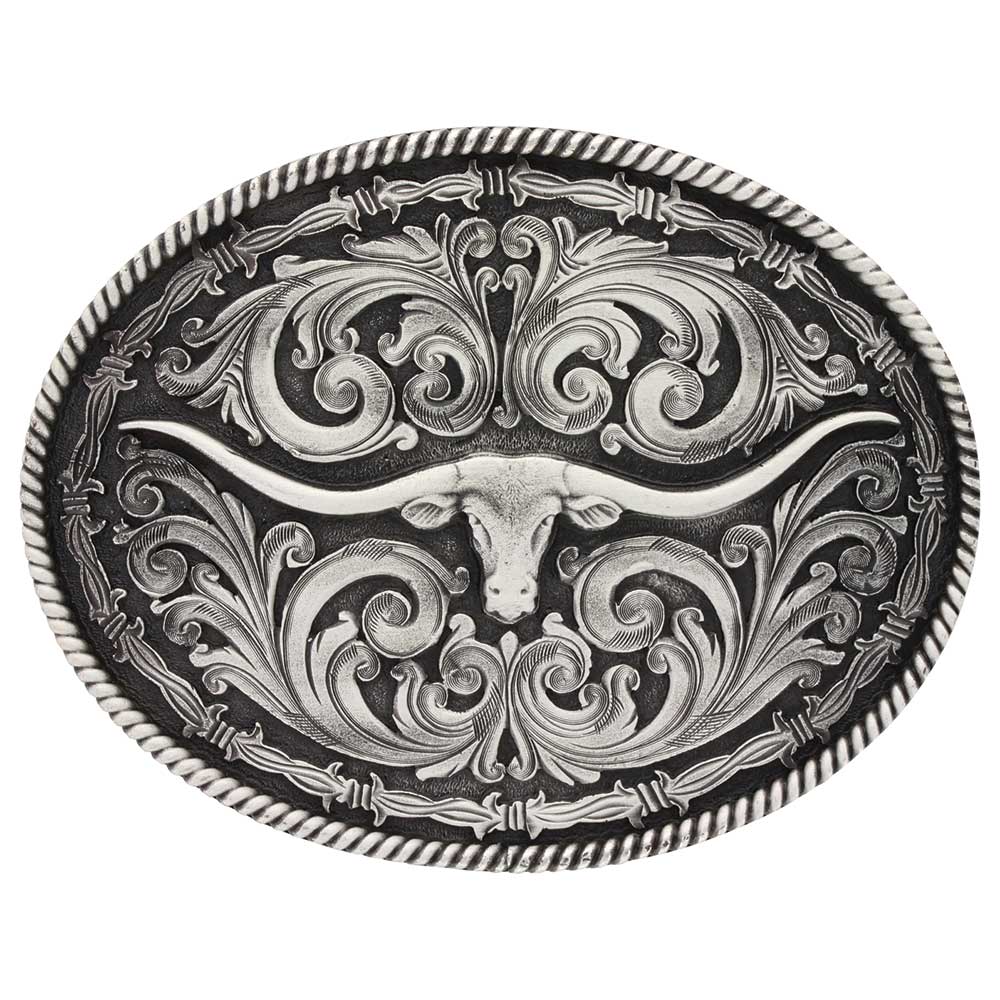 Vintage Longhorn Rope & Barbed Wire Belt Buckle - Western Cowboy Style Accessory for Rodeo, Ranch & Country Fashion