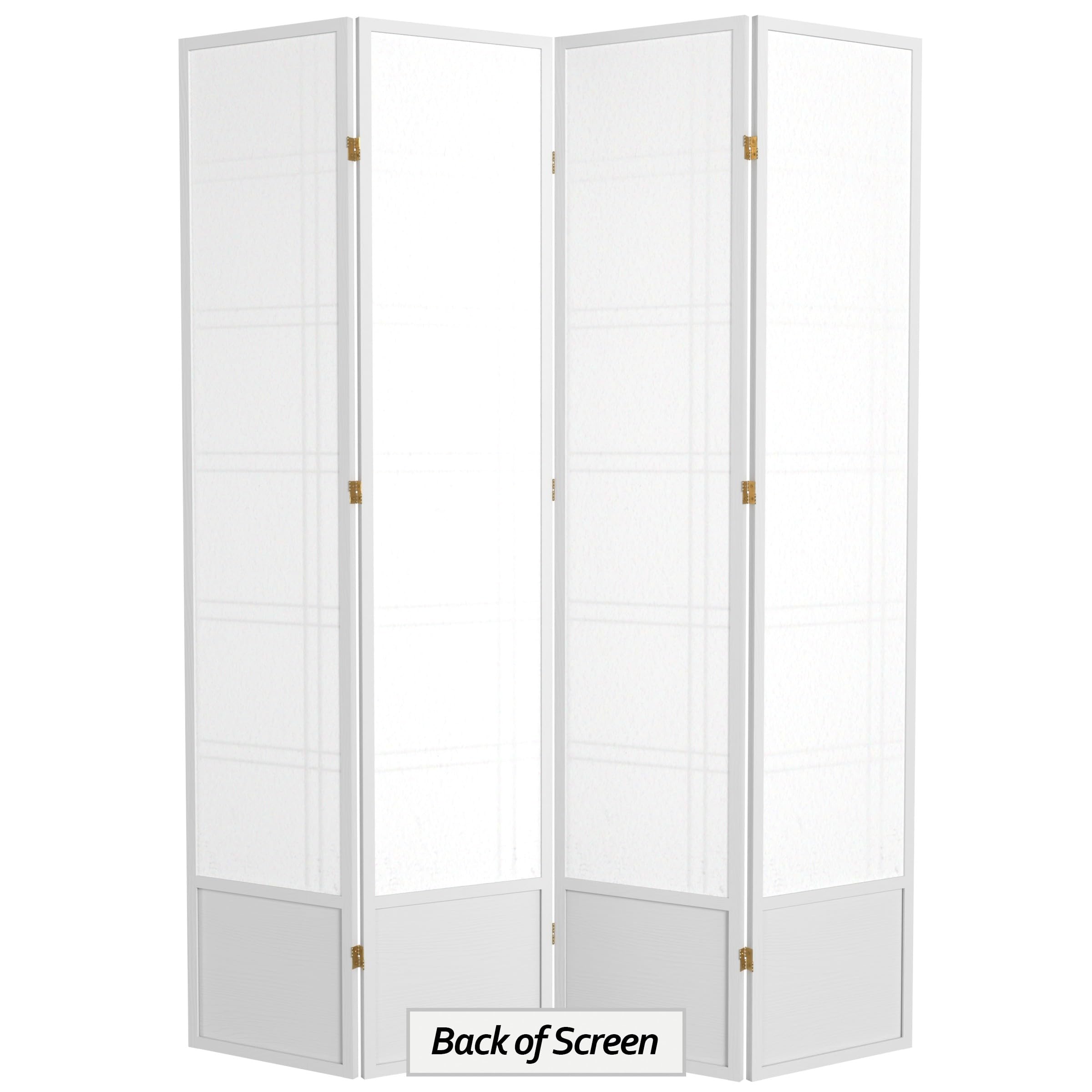 Red Lantern SS-84-DC White 4-Panel Room Divider - Elegant Folding Privacy Screen for Home, Office, or Event Space
