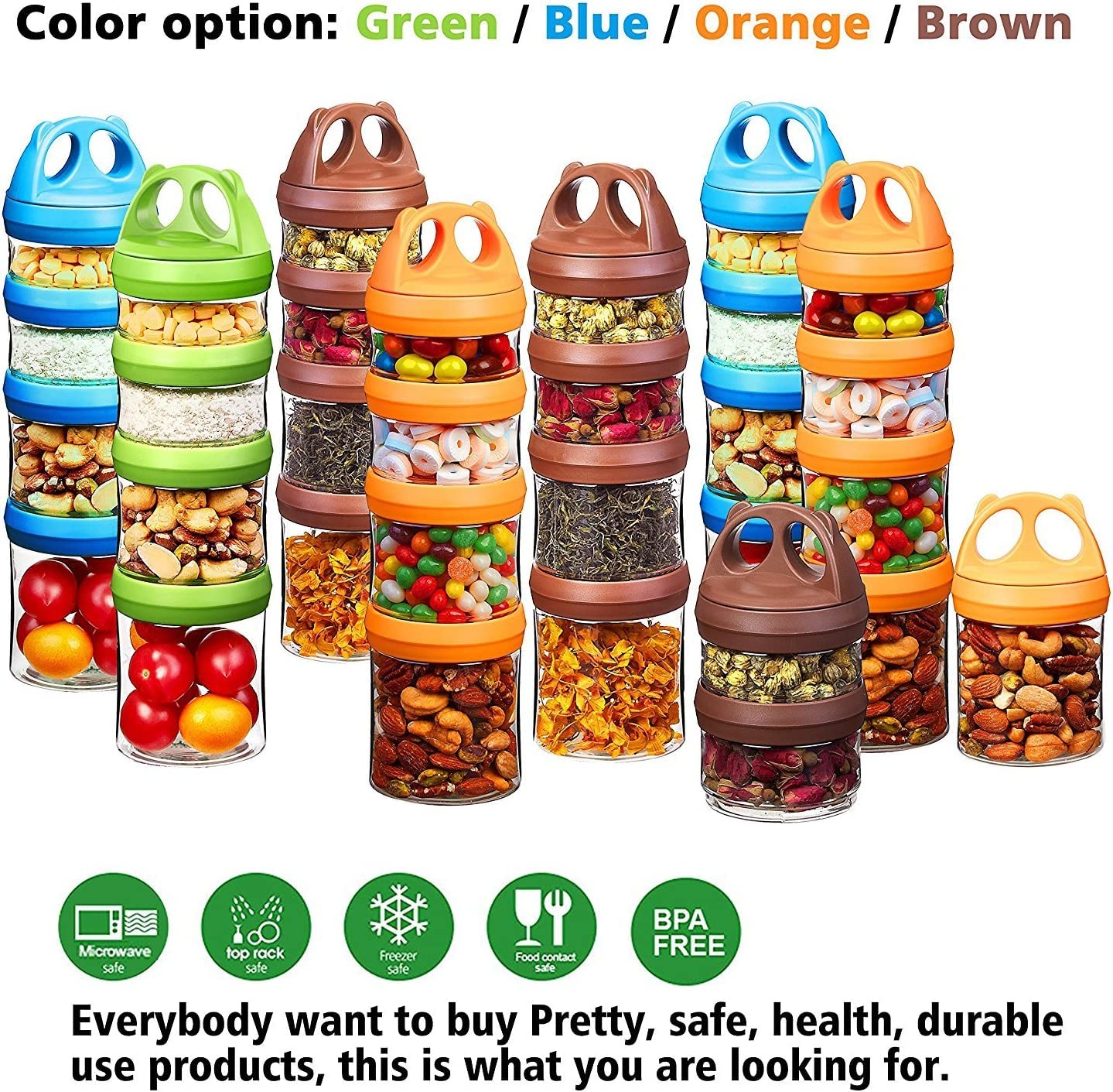 Stackable Food Storage Containers - Airtight, BPA-Free for Snacks & Powder | Kitchen & Travel