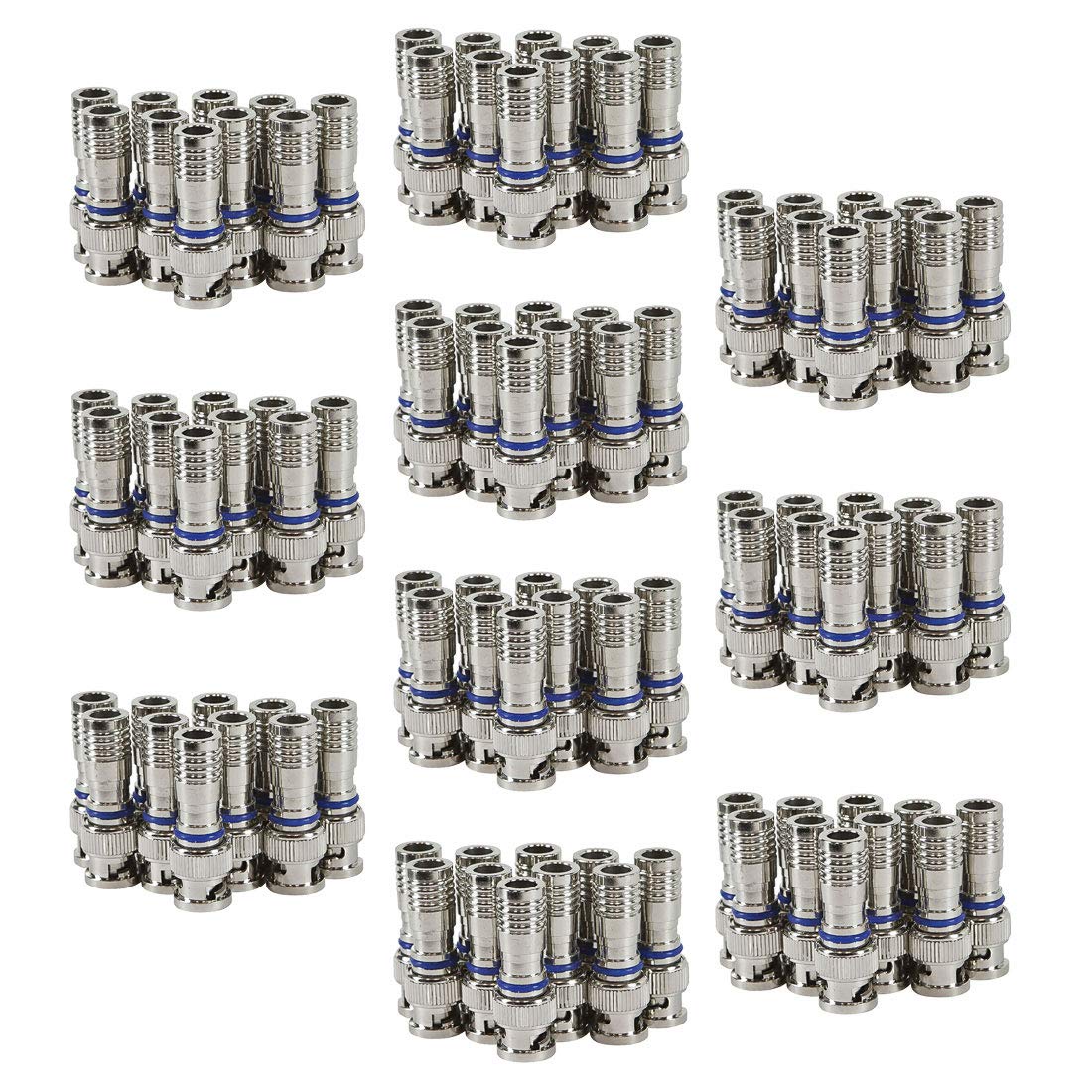 100PCS eSecure BNC Male Compression Connectors for RG59 Coaxial Cable - CCTV Security Camera Adapter Kit - Perfect for Surveillance System Installation & Maintenance