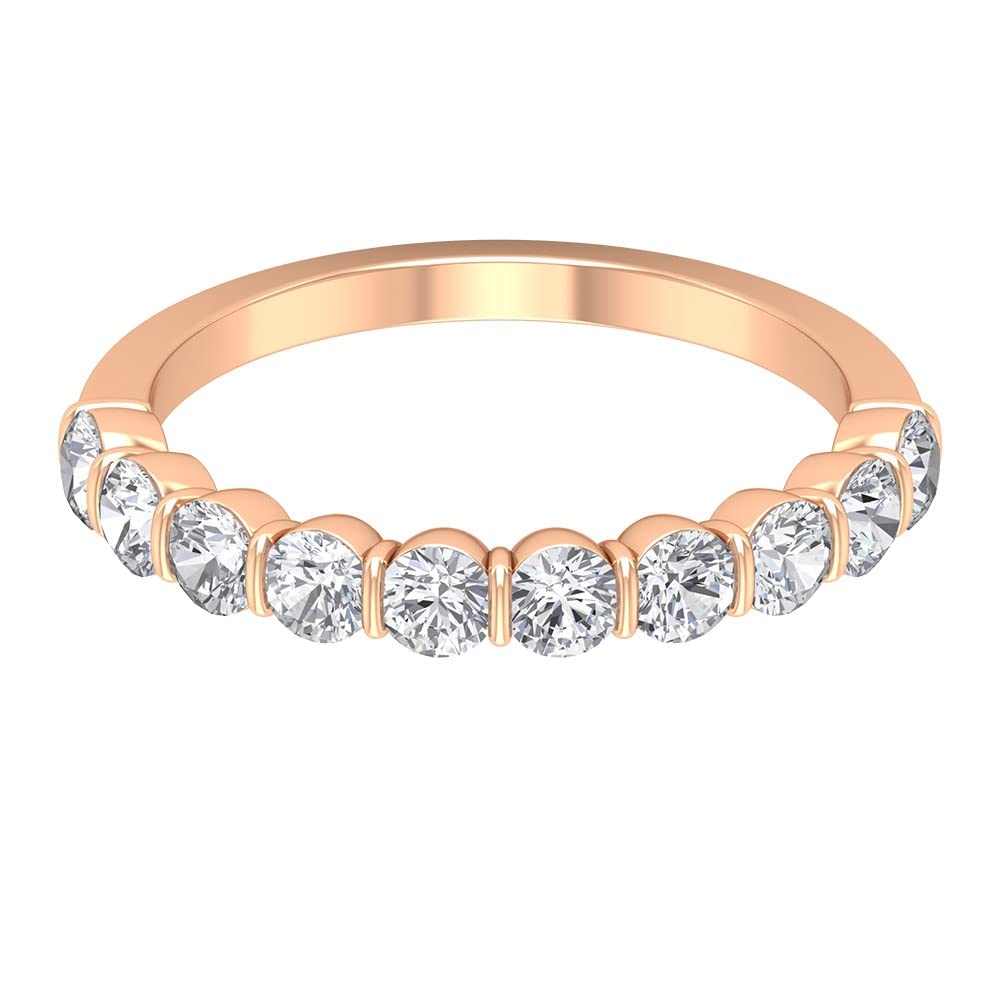 1.25 CT Moissanite Half Eternity Ring for Women - 14K Solid Gold Wedding Band, Anniversary Gift, Promise Ring - Perfect for Bridal Jewelry, Engagement & Special Occasions
