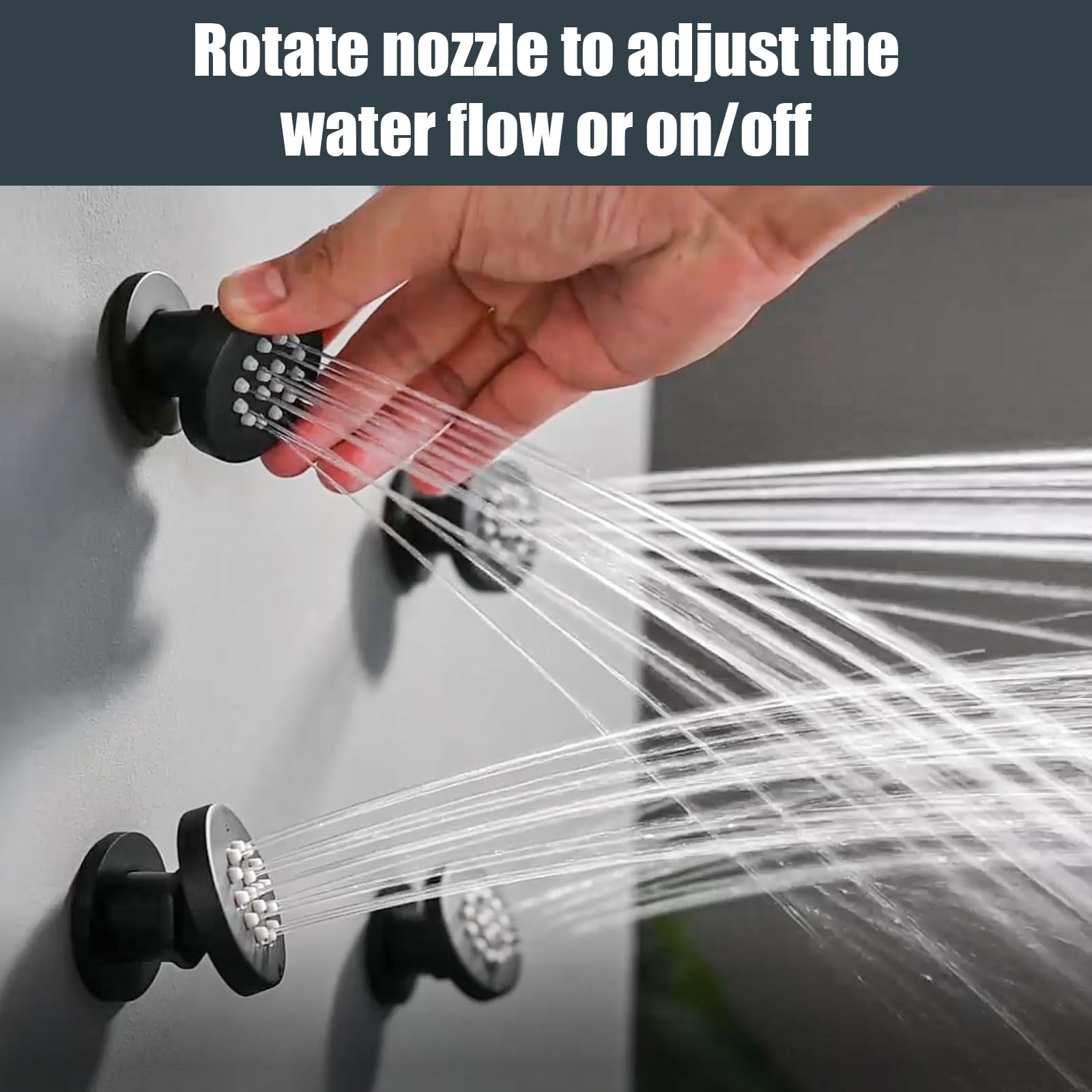 Premium Matte Black Shower Body Spray Jets with On/Off Switch - Adjustable Flow Massage Spa Shower Jets for Ultimate Relaxation - Perfect for Bathroom Renovation, Luxury Spa Experience & Hydrotherapy Sessions