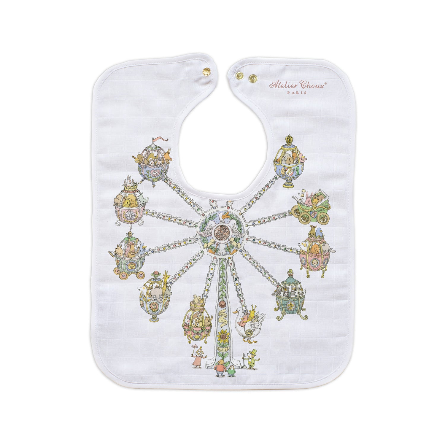 Atelier Choux Premium Large Baby Bib with Gold Snaps - Soft & Stylish for Feeding, Drooling & Messy Playtime