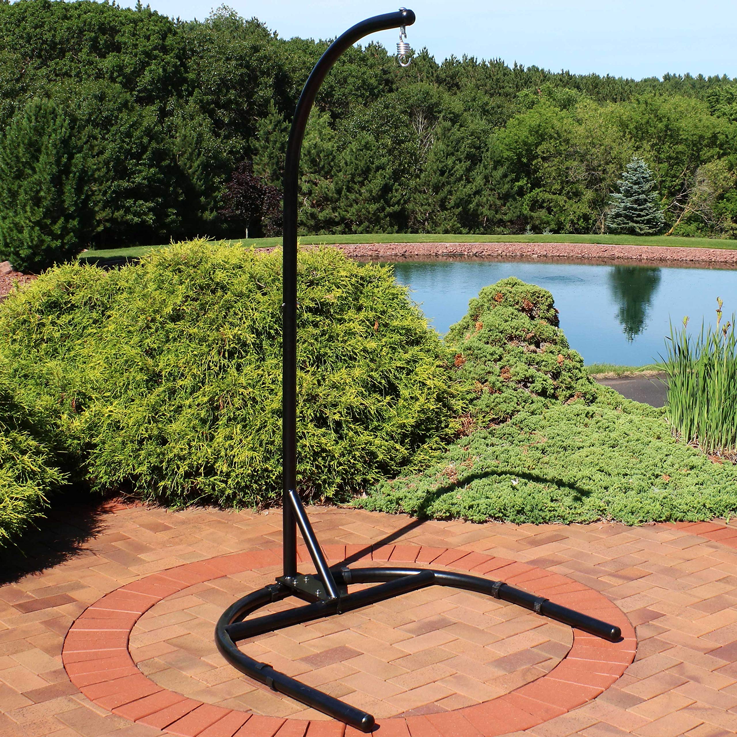 Sunnydaze Steel U-Shape Hanging Egg Chair Stand for Patio, Garden & Backyard - 330 lbs Weight Capacity - 76 Inches Tall - Indoor & Outdoor Use - Perfect for Relaxing, Reading & Lounging
