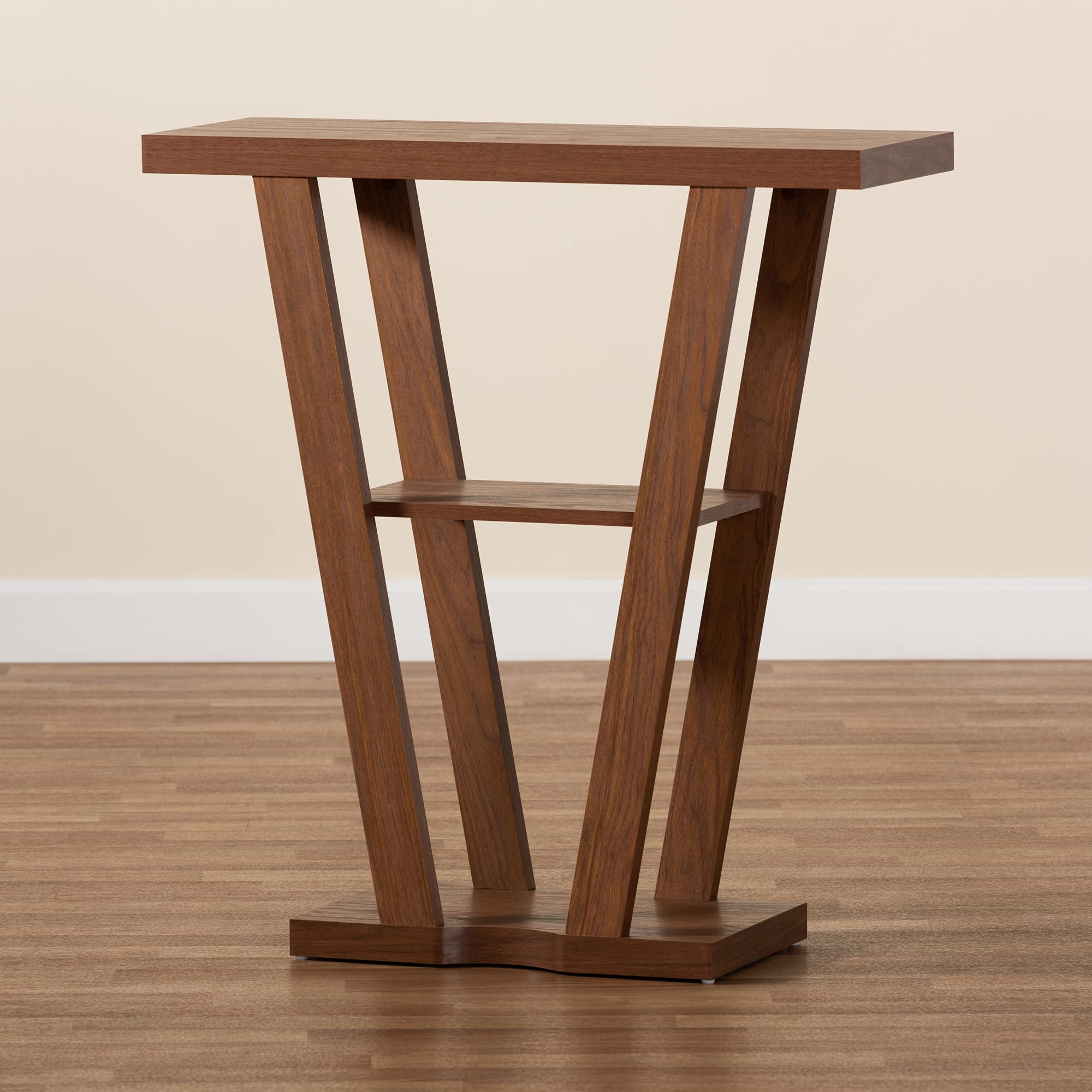 Baxton Studio Boone Console Table - Solid Wood Entryway Table, Walnut Brown Finish - Perfect for Hallway, Living Room & Home Decor