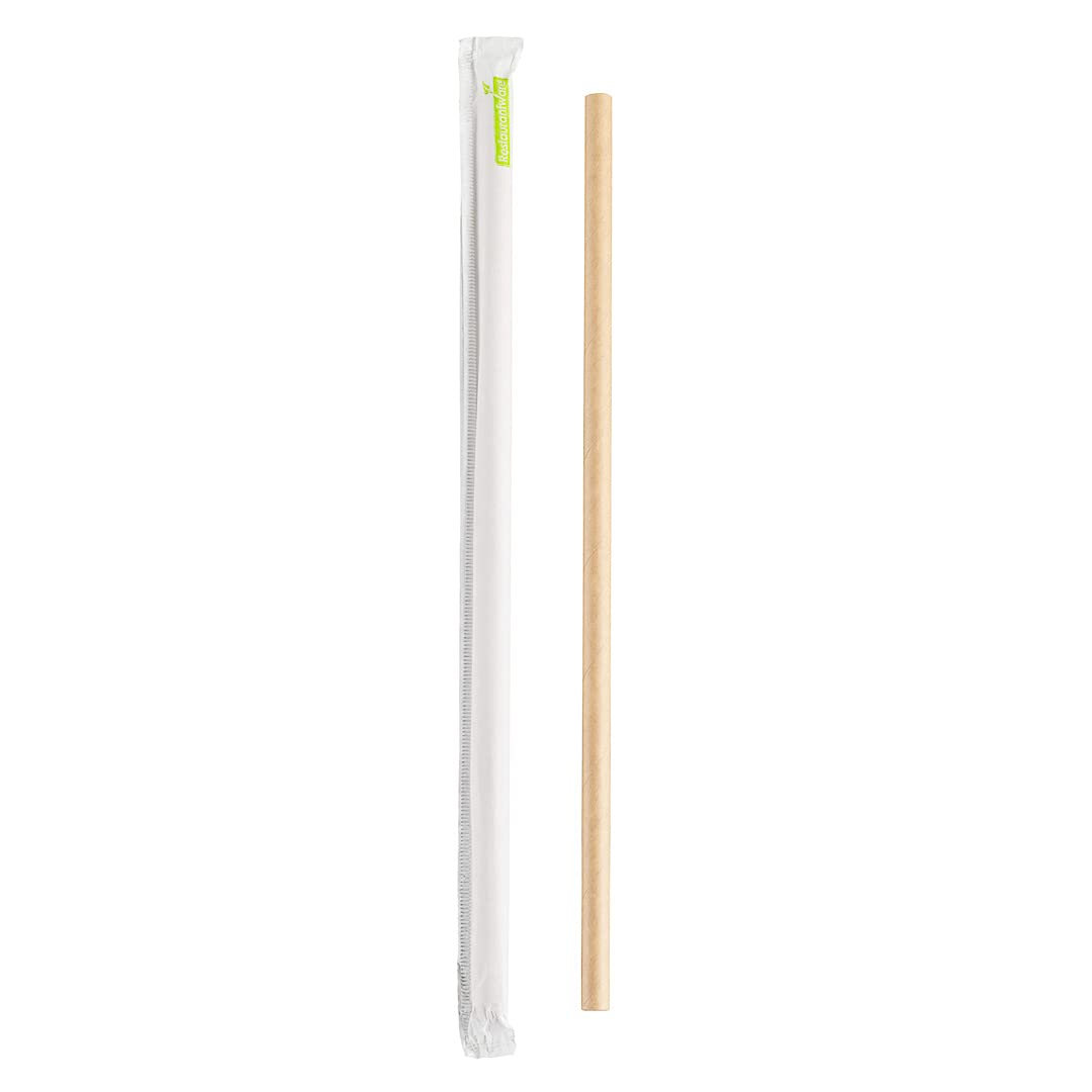 100 Premium 10 Inch Eco-Friendly Kraft Paper Straws for Restaurants & Cold Drinks - Durable, Sturdy & Biodegradable Drinking Straws for Smoothies, Iced Coffee & Bubble Tea