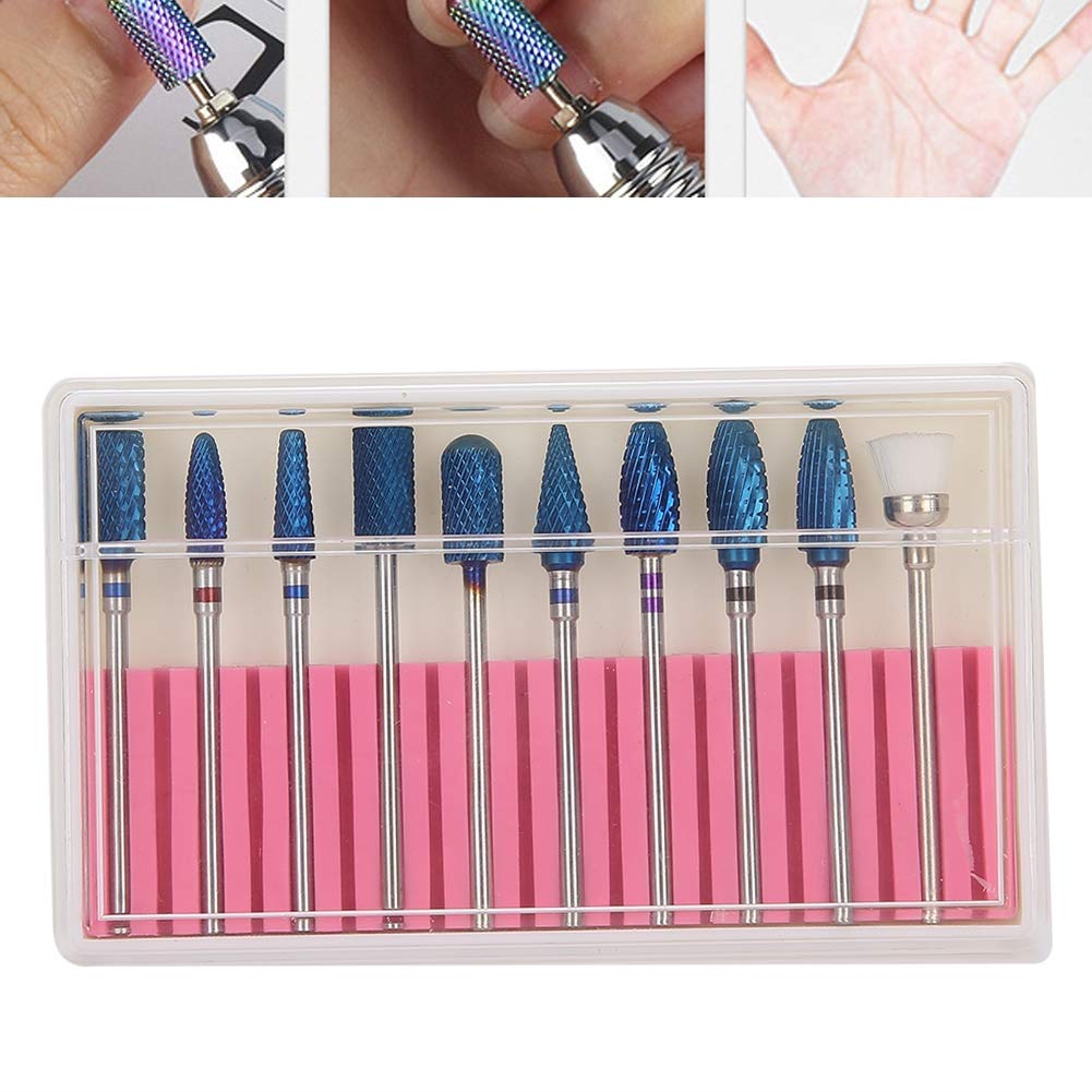 10Pcs Professional Nail Drill Bit Set for Manicure - Diamond Grinding Heads for Nail Art, Acrylic & Gel Polish - Perfect for Home Salon & Professional Nail Technicians (Use for Filing, Shaping & Smoothing Nails)