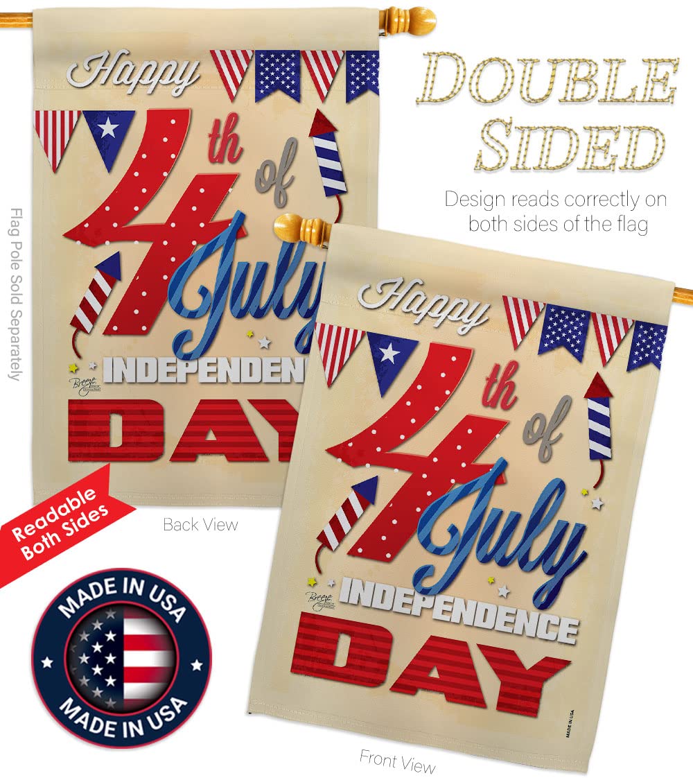 Happy 4th July Americana House Flag 28x40