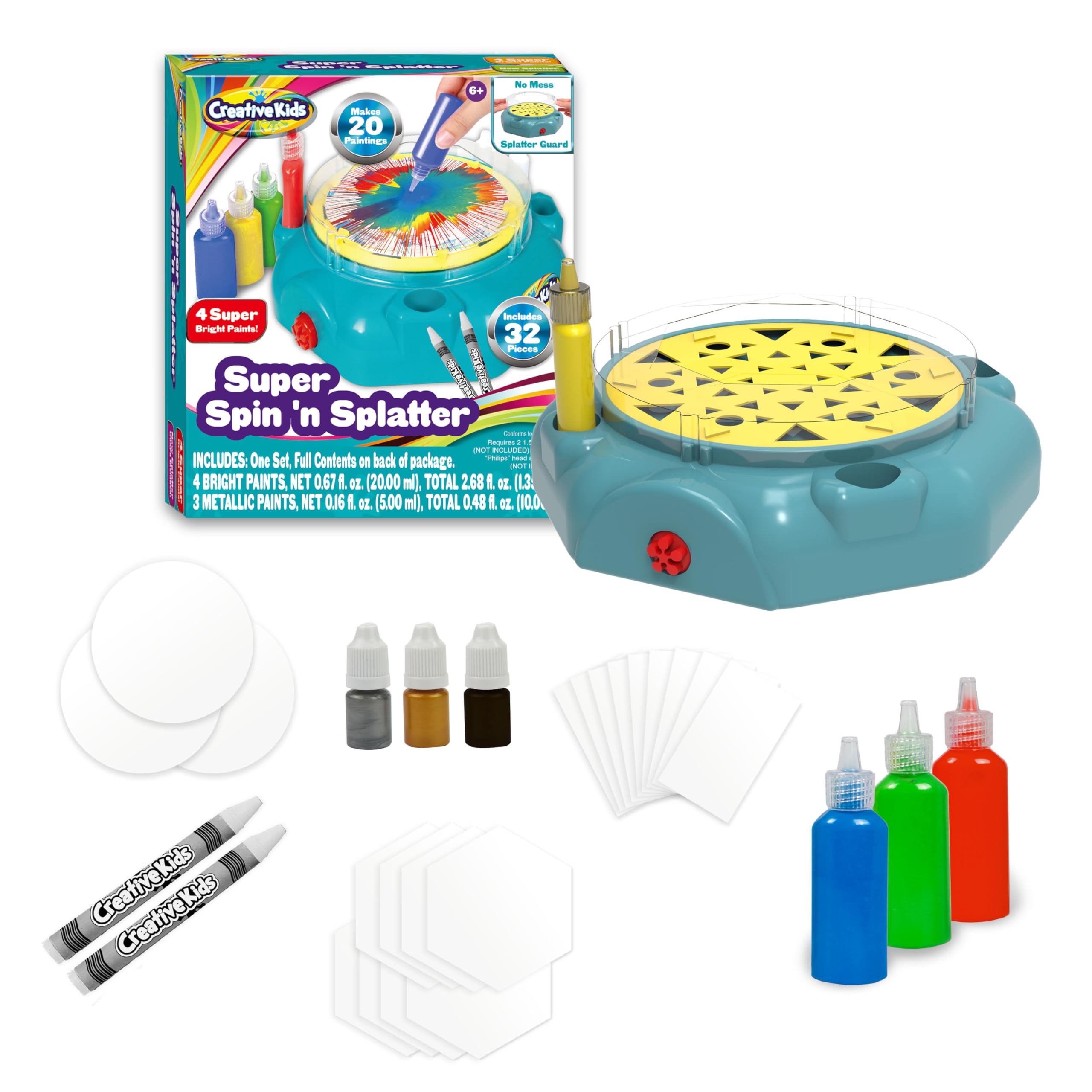 Creative Kids Super Spin 'n Splatter Art Machine - Fun Painting Spinner Toy for Boys & Girls Ages 6-9 - Perfect Birthday Gift & Indoor Activity for Home, Classroom & Playdates