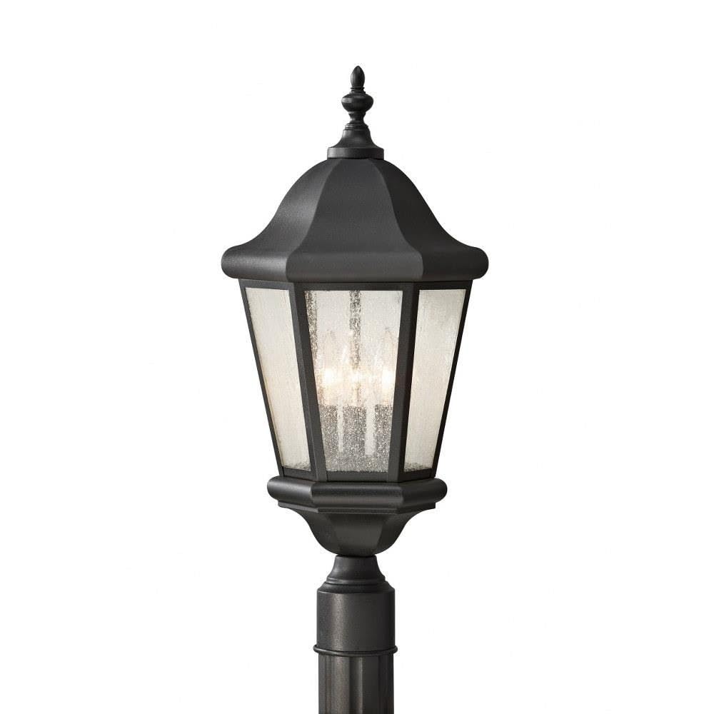 22.25 Inch 10.5W 3-LED Outdoor Post Lantern with Black Finish - Energy Efficient Waterproof Exterior Light for Patio, Garden, Walkway, and Porch Lighting