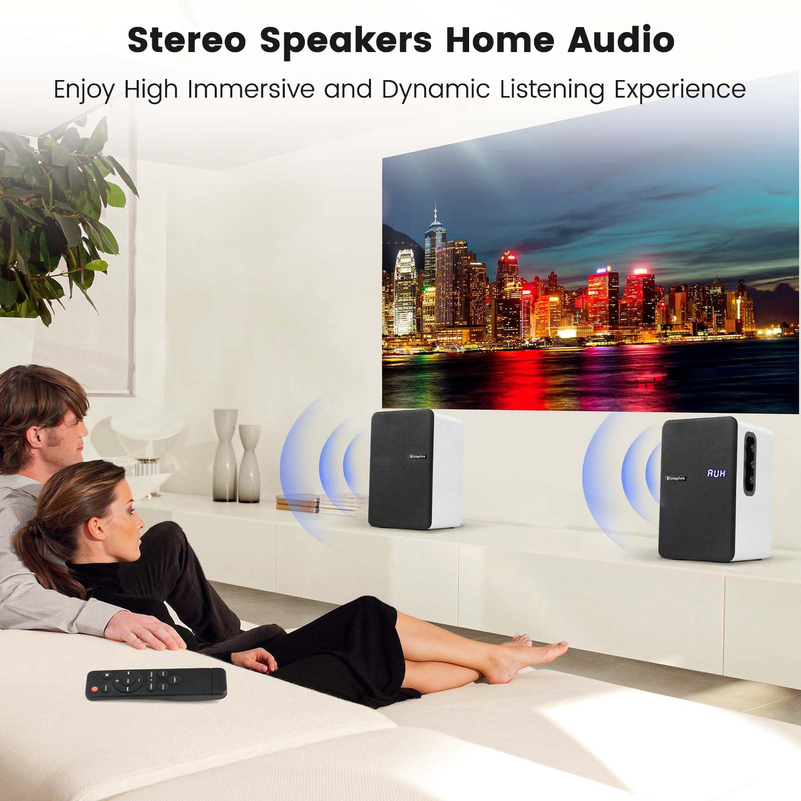 70W Powered Bookshelf Speakers - Active Stereo Studio Monitor with Wired Optical/ARC/RCA/AUX/BT Input for Turntable, Vinyl Record Player, Home Audio, TV, Gaming PC (White) - Perfect for Home Theater, Music Production & Entertainment Setup
