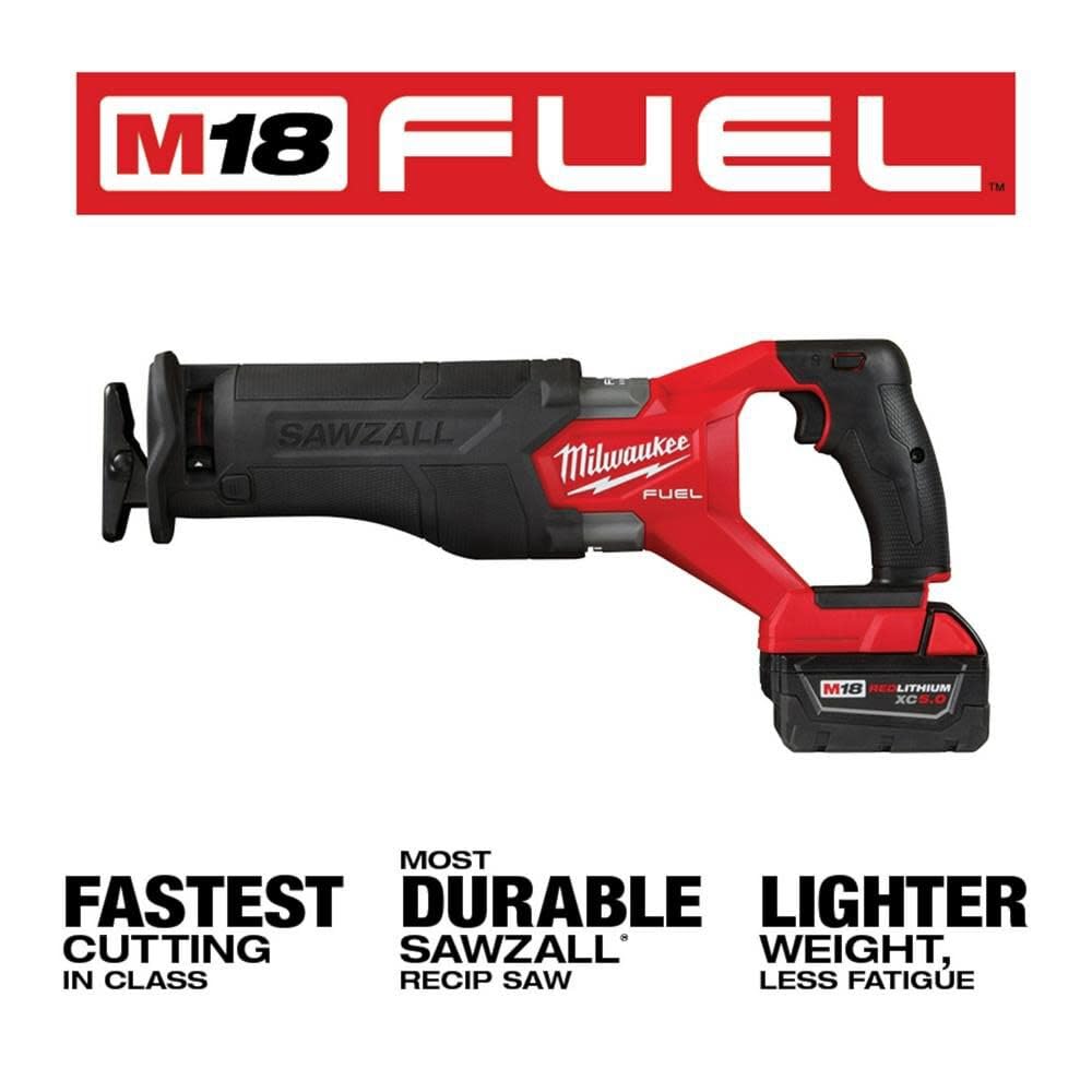 Milwaukee M18 FUEL 18V Brushless Cordless Power Tool Combo Kit with 2x 5.0Ah Batteries, Charger & Tool Bags (7-Piece Set) - Perfect for Construction, Woodworking, and DIY Home Improvement Projects
