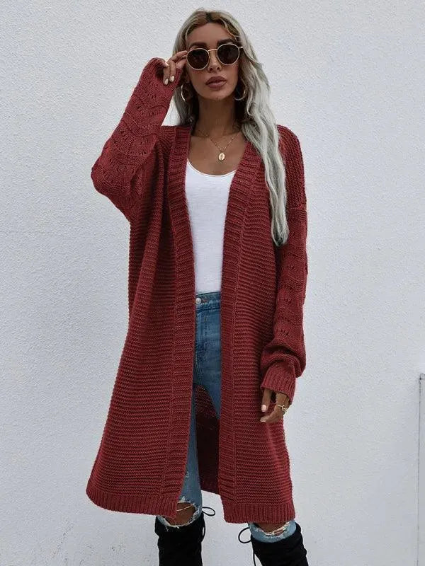 Open Knit Long Women's Cardigan Sweater - Soft & Stylish Fall Fashion for Layering & Cozy Outfits