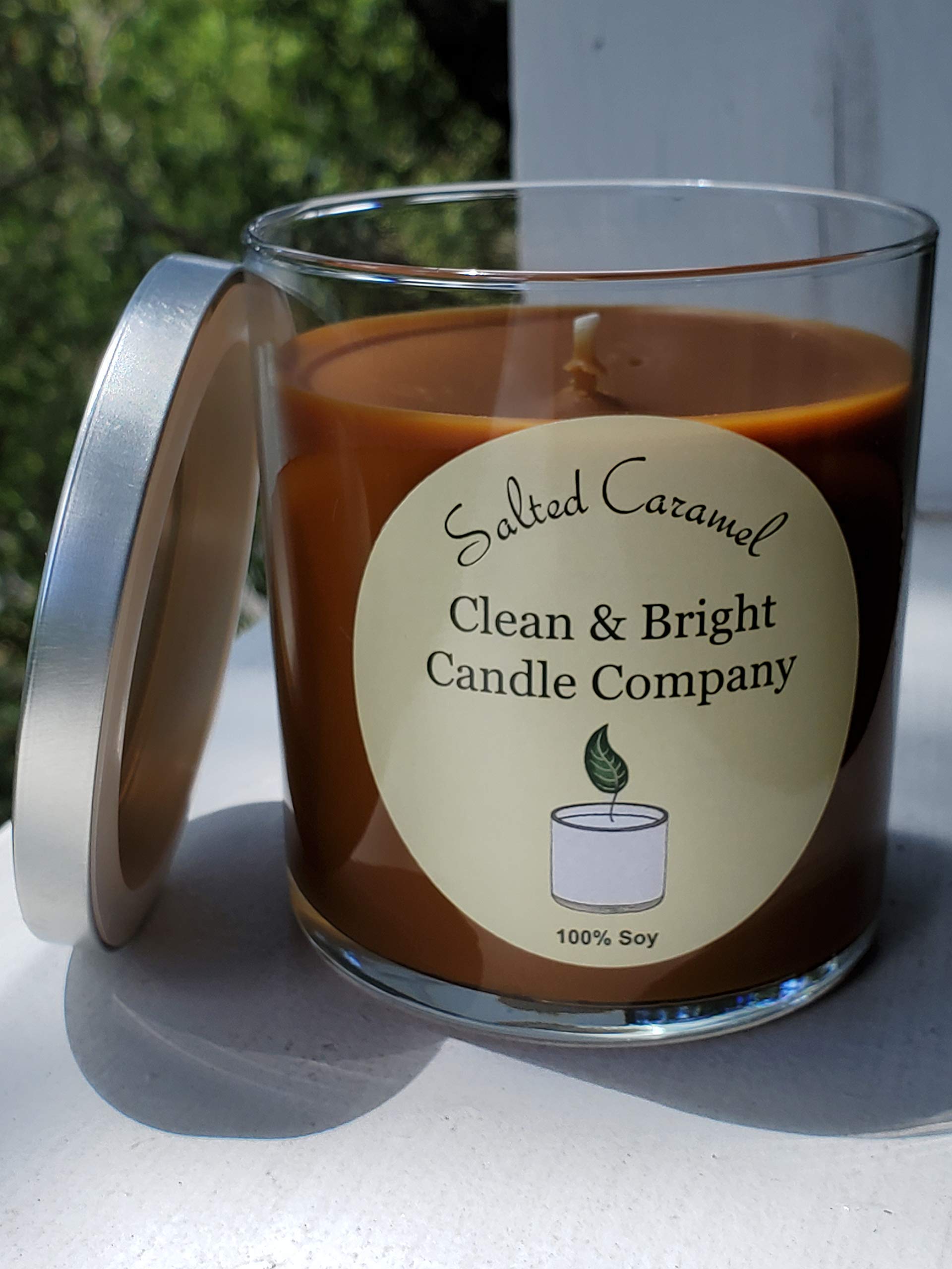 Salted Caramel Soy Wax Candle in Glass Jar - Handmade Home Decor for Fall, Autumn & Thanksgiving | Perfect for Cozy Evenings, Gift Giving & Seasonal Aromatherapy