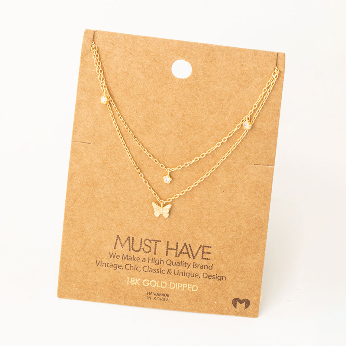 Dainty Layered Chain Link Butterfly Charm Necklace for Women - Elegant Gold Plated Jewelry Gift for Her, Perfect for Valentine's Day, Anniversary & Everyday Wear