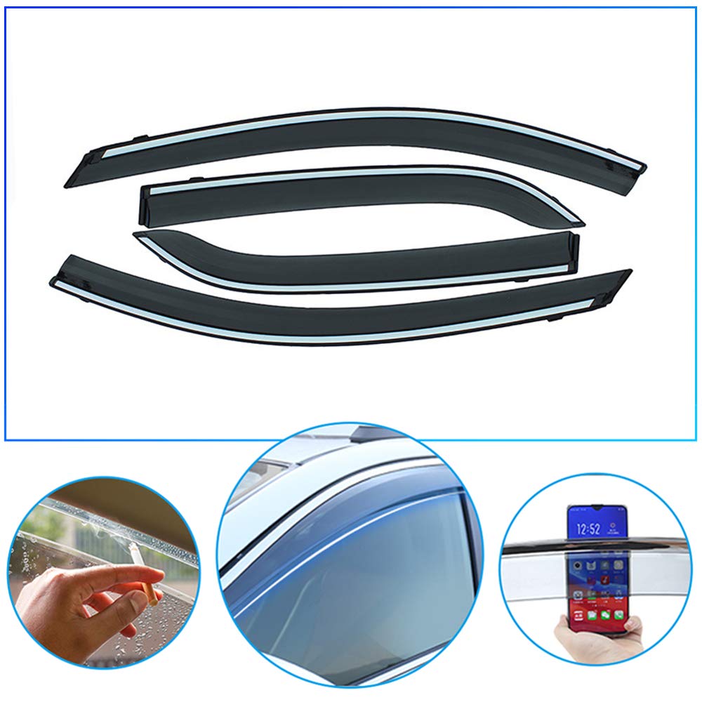 4 Pcs/Set Tape-On Outside-Mount Side Window Wind Deflectors Rain Guard for Ford Focus 2019 - Front & Rear Car Window Visors - Reduce Noise & Block Rain - Perfect for Road Trips & All-Weather Driving