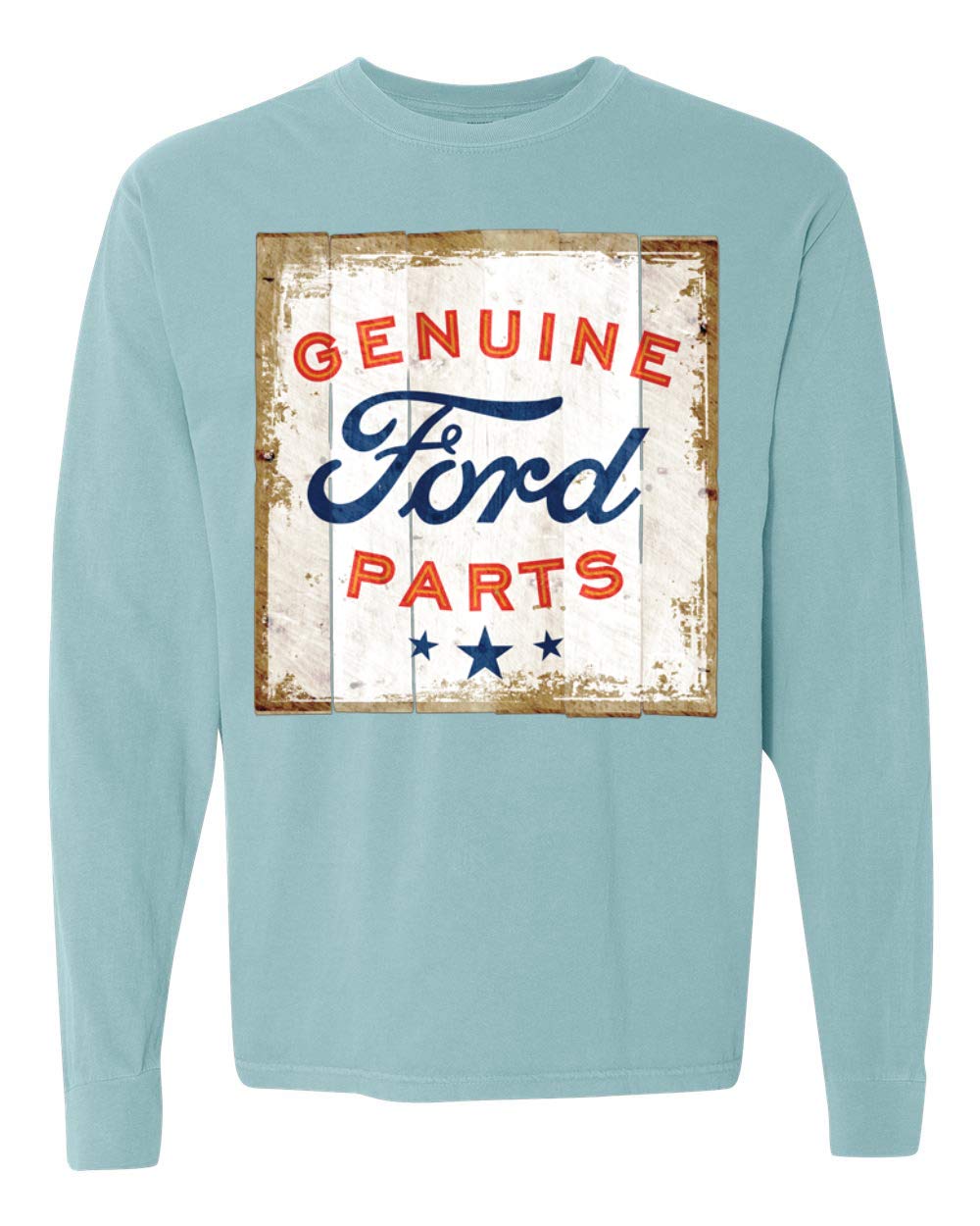 Genuine Ford Motors Parts Sign Cars & Trucks Vintage Washed Look Long Sleeve Cotton T-Shirt for Men - Perfect for Car Enthusiasts, Mechanics & Casual Wear