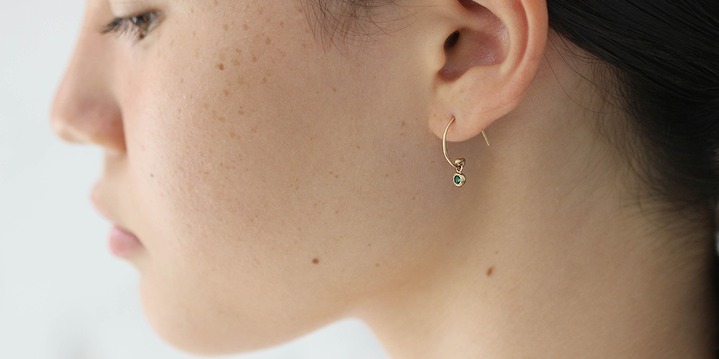 Emerald Green Ball Loop Earrings for Women - Dainty Stud Earrings for Daily Wear, Party & Wedding Jewelry Gift