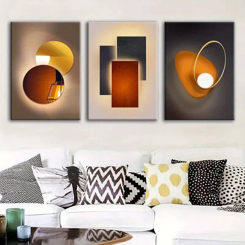 3-Piece Abstract Fantasy Metal Wall Art Prints - Ready to Hang Modern Home Decor for Living Room, Bedroom & Office