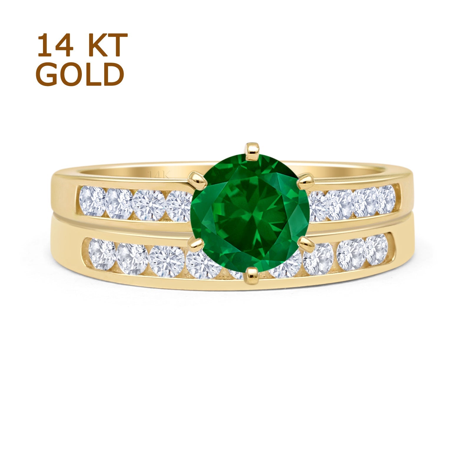 Green Emerald CZ 14K Yellow Gold