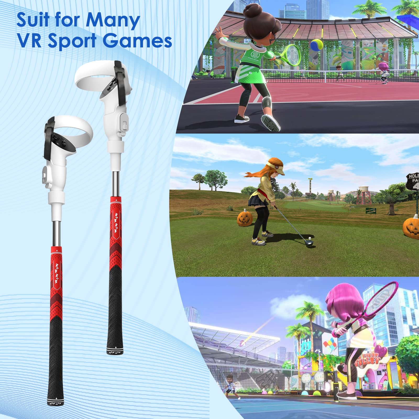 Meta Oculus Quest 2 VR Golf Club Handle Accessory - Stainless Steel Core Virtual Reality Golf Game Attachment for Enhanced Sports Gaming Experience (White, Double Pack) | Perfect for Home VR Golf Simulation & Interactive Sports Training