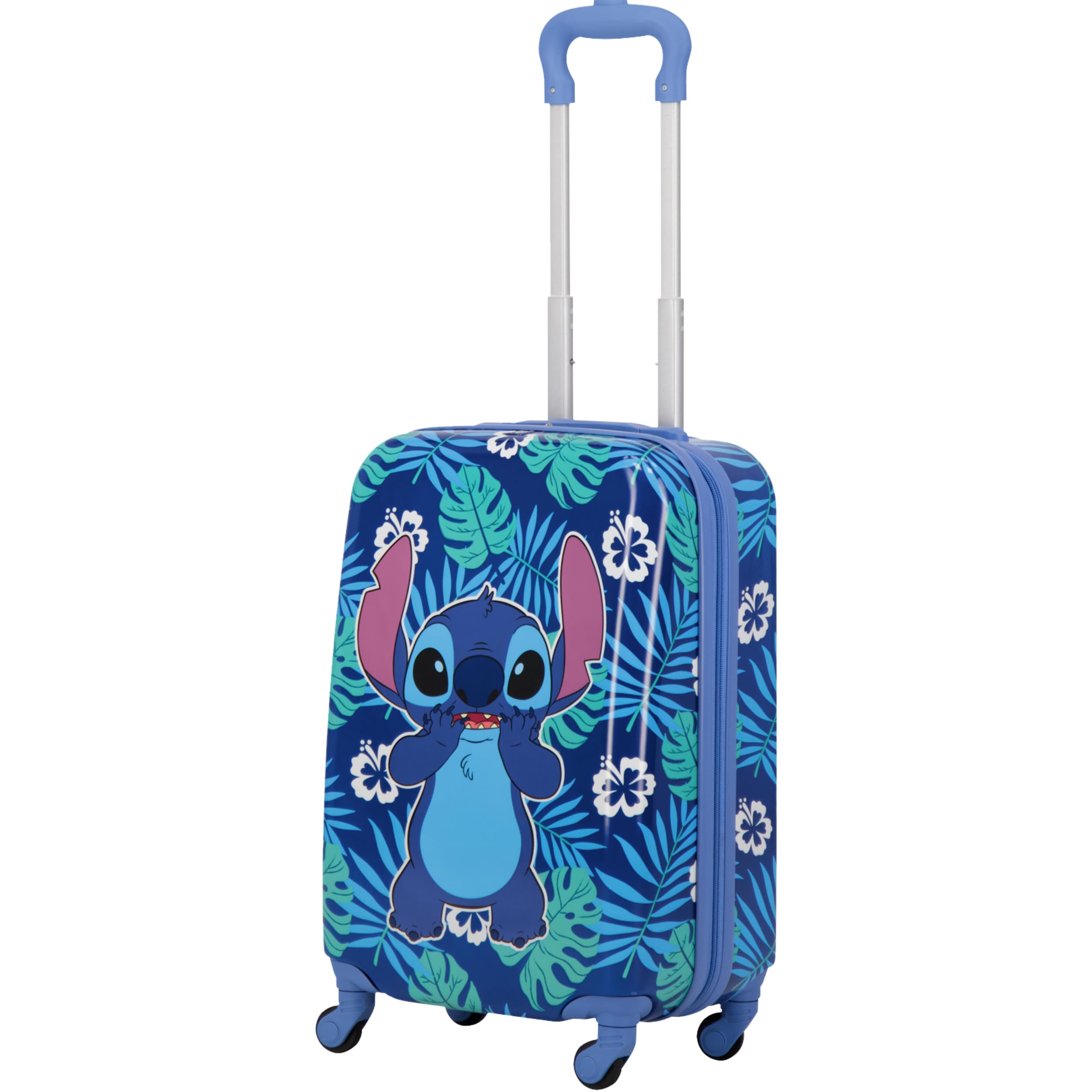 FUL Unisex Kids Disney Stitch 21 Inch Hardshell Carry-On Luggage with 360° Spinner Wheels - Blue Rolling Suitcase for Travel, School Trips & Family Vacations