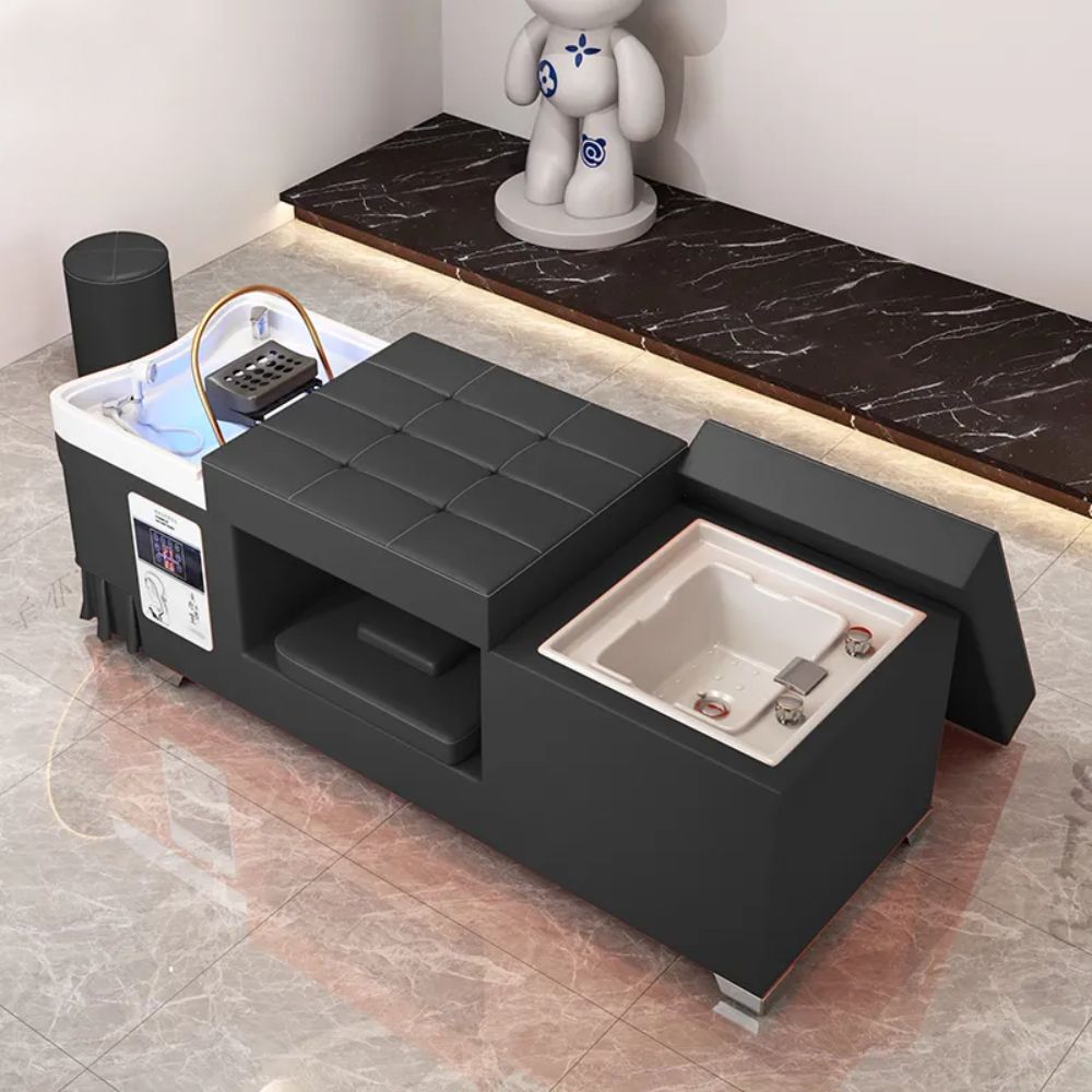 Premium Thai Shampoo Bed with Wood Frame & Steam Function - SalonLand Professional Hair Washing Station with Water Pump for Spa & Salon Use