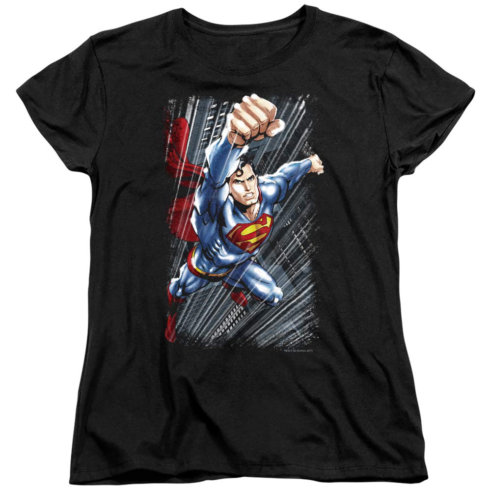 Superman Faster Than Women's T-Shirt - Graphic Tee for Comic Fans, Casual Wear & Superhero Costume Parties