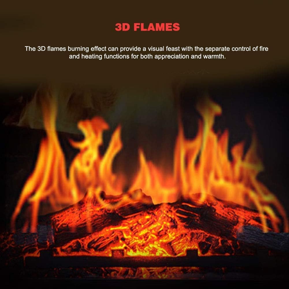 Electric Stove Heater with 3D Flame Effect - Freestanding Fireplace Heater with Large Window - Silent Solid Wood Design - Perfect for Living Room, Bedroom & Office Heating