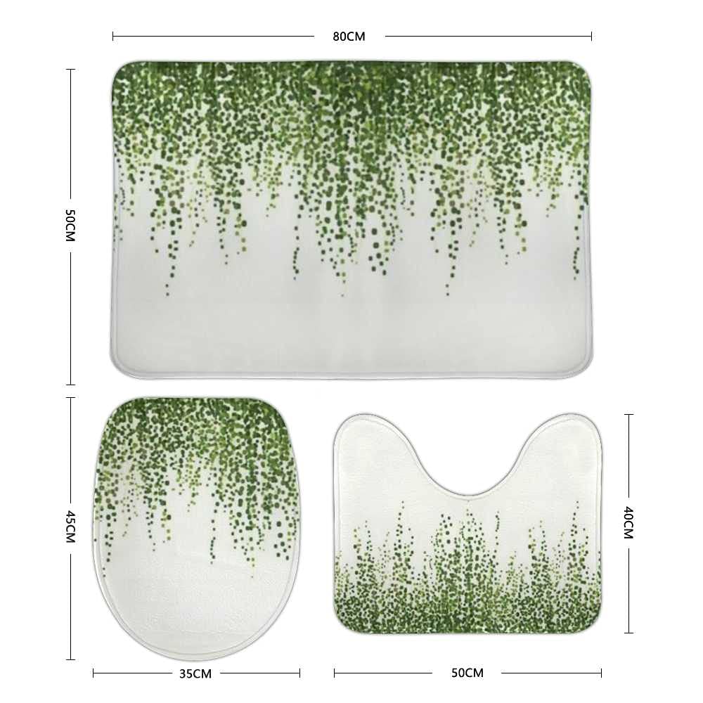 Hapuxt 3-Piece Bathroom Rug Set - Anti-Slip Absorbent Bath Mats with Ivy Pattern, Toilet Lid Cover & U-Shaped Contour Rug, Machine Washable - Perfect for Bathroom Safety and Decor