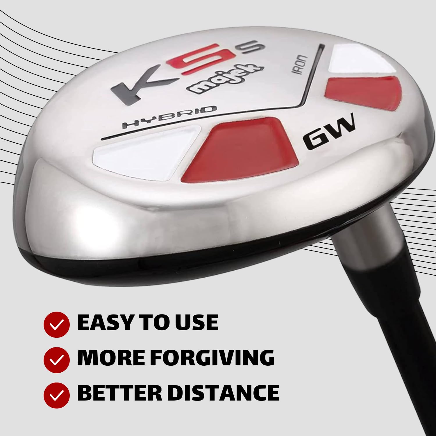 Majek Golf #GW Hybrid 52 Degree Hybrid Iron Wedge - Ladies Flex Graphite Shaft Right Handed Golf Club - Standard Length for Women - Ideal for Long Fairway Shots & Approach Play on the Course