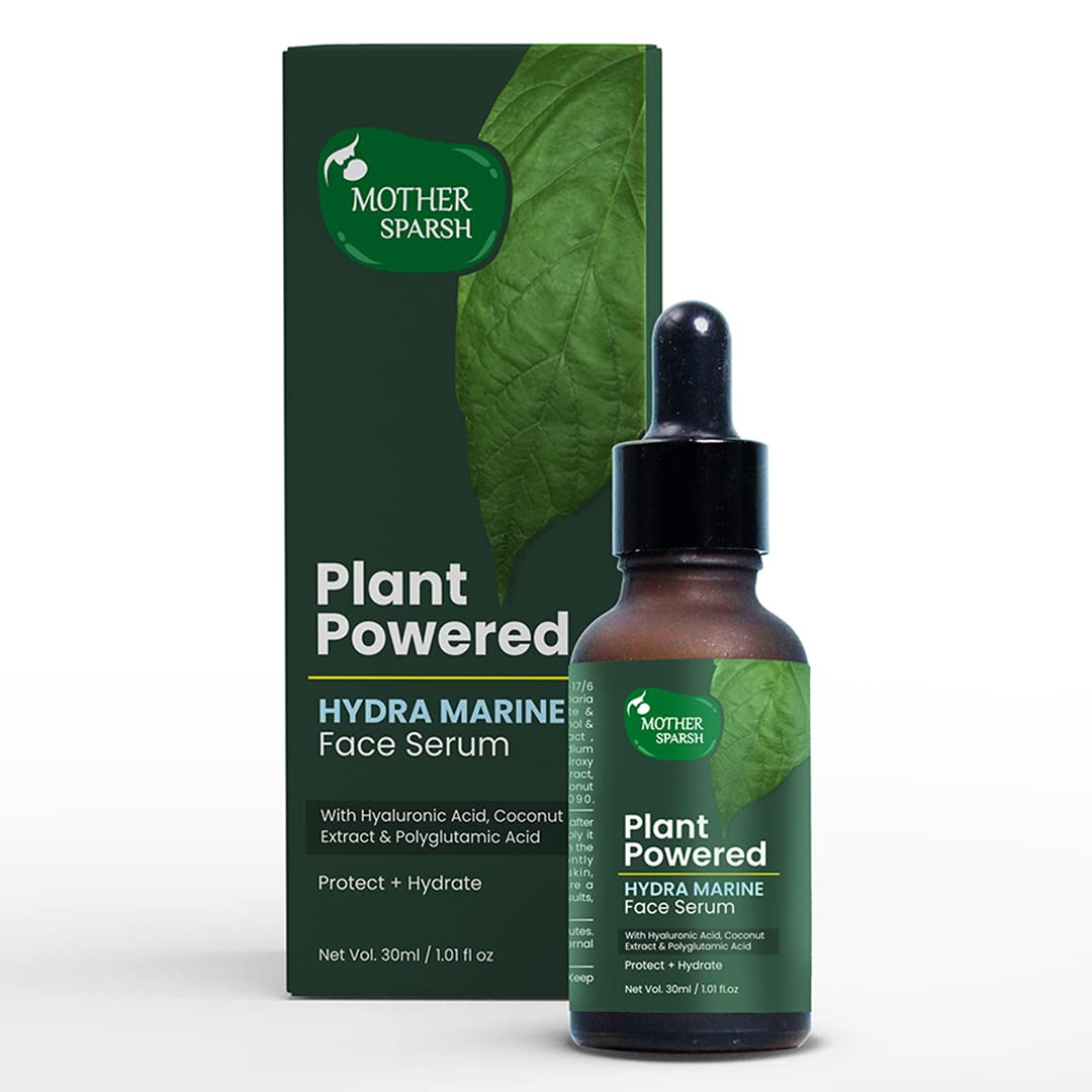 Mother Sparsh Plant-Powered Hydra Marine Face Serum with Marine Minerals | Lightweight Hydrating Formula for Glowing Skin | 30ml | Perfect for Daily Skincare Routine & Travel