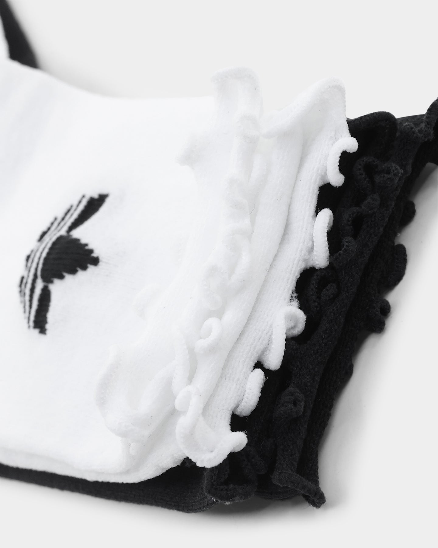 Adidas Women's Ruffle Crew Socks 2-Pack - White & Black - Comfortable Athletic Socks for Running, Gym & Casual Wear