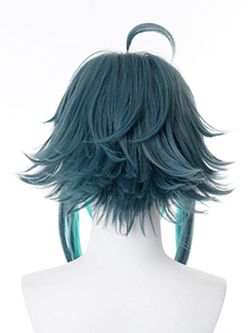 Blue Gradient Fluffy Cosplay Wig with Bangs - Anime & Halloween Costume Wig for Xiao Cosplay | Perfect for Conventions, Costume Parties & Themed Events