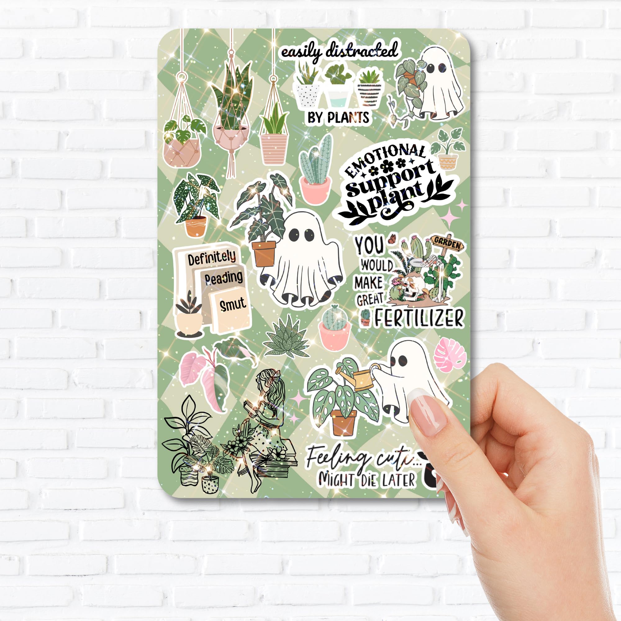 Clear Kindle Back Cover Insert for Kindle Paperwhite 11th Generation | Bookish E-Reader Case Insert with Agave Green Cardstock | BookTok Inspired Stickers | Perfect Gift for Book and Plant Lovers | Ideal for Reading, Travel & Book Club Meetings