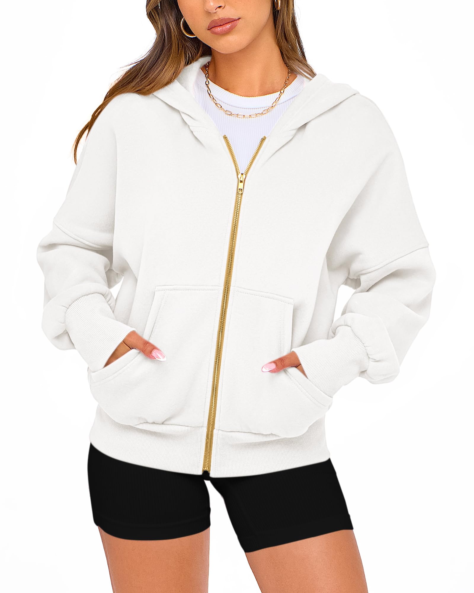 BTFBM Women's Zip Up Hoodies - Long Sleeve Fleece Sweatshirt | Y2K Trendy Hooded Jacket for Fall Winter 2025 | Casual Outfit, Streetwear Fashion, Loungewear