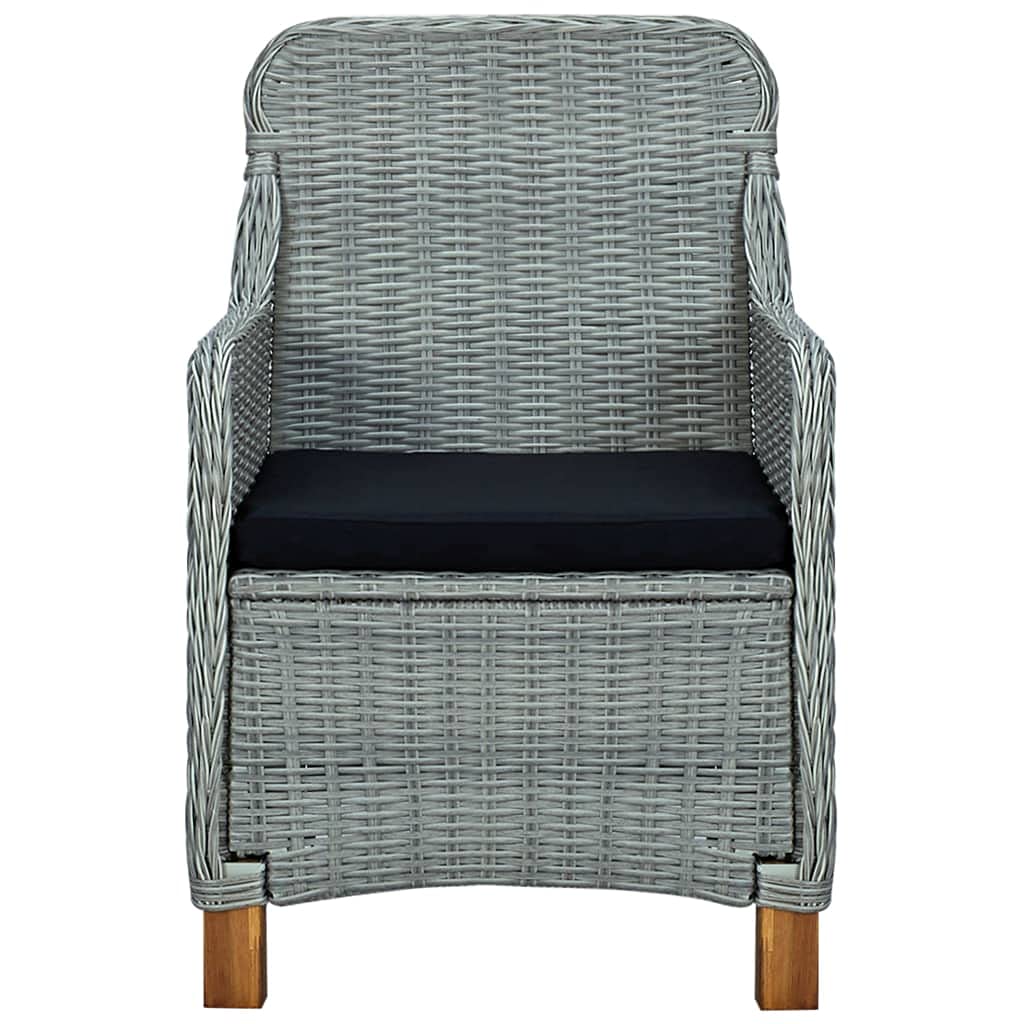 2-Piece Light Gray Poly Rattan Patio Chairs with Cushions - Outdoor Furniture Set for Garden, Poolside & Backyard Relaxation